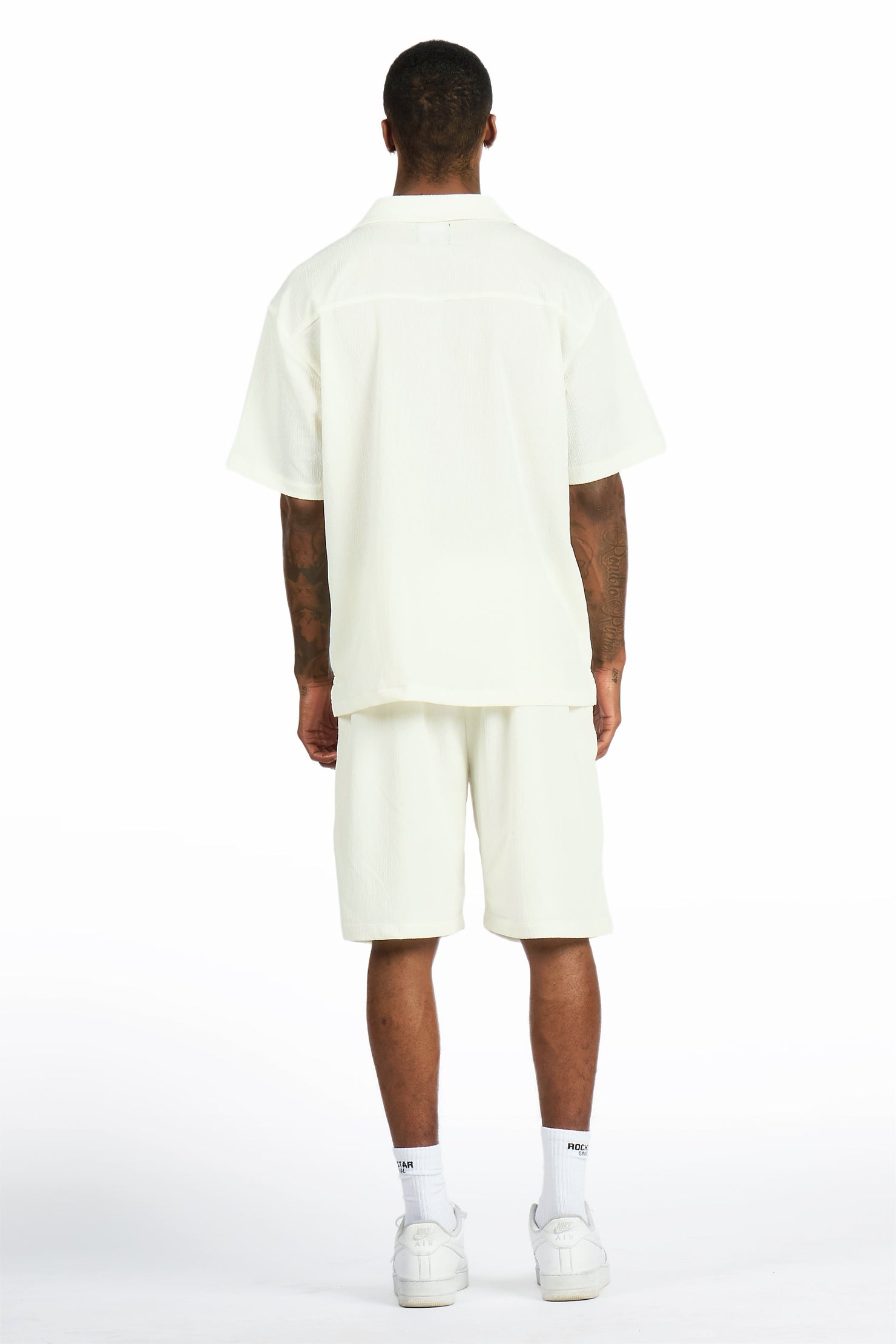 Kason Cream Button Down Shirt/Short Set