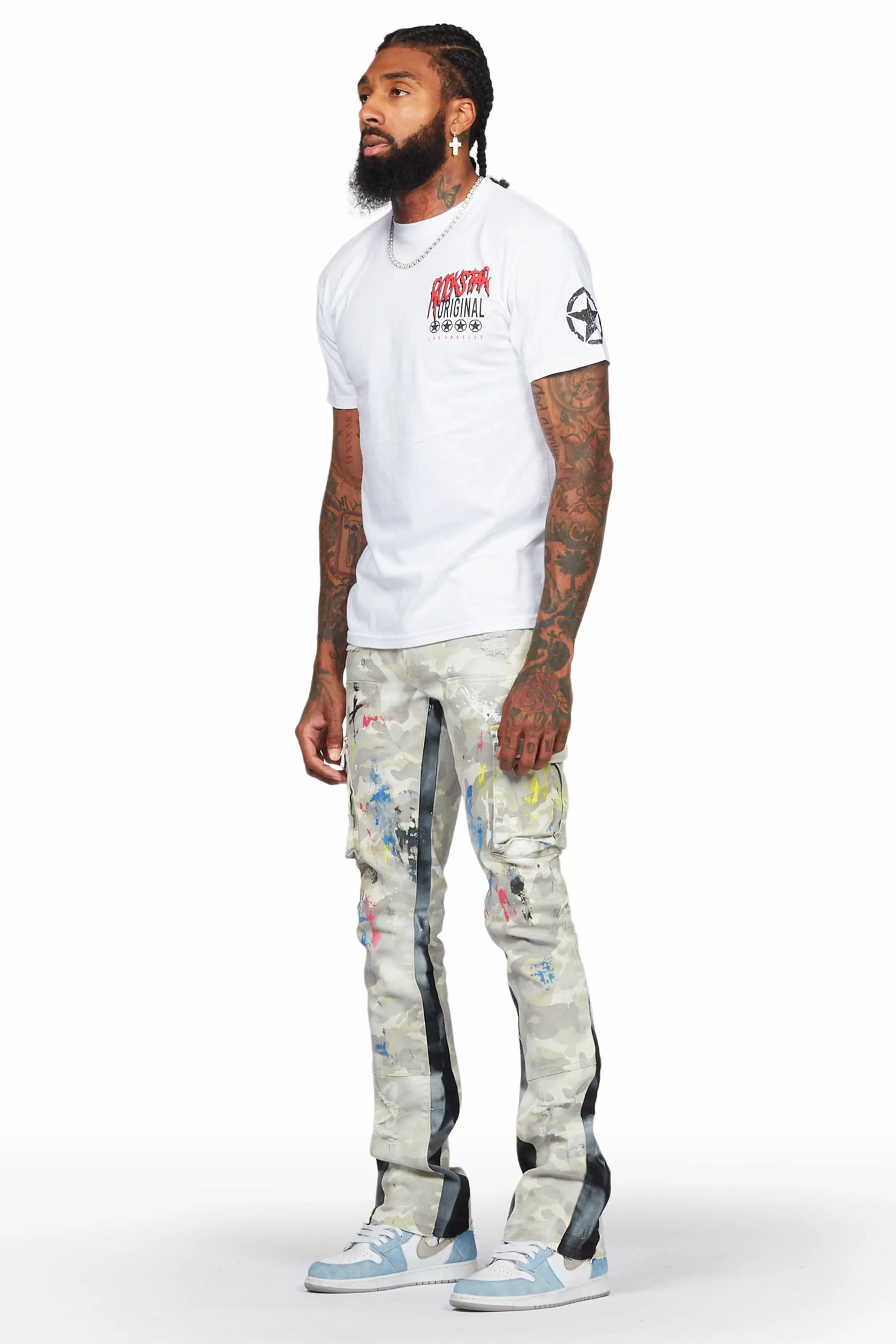 Neal Light Camo Painter Stacked Flare Jean
