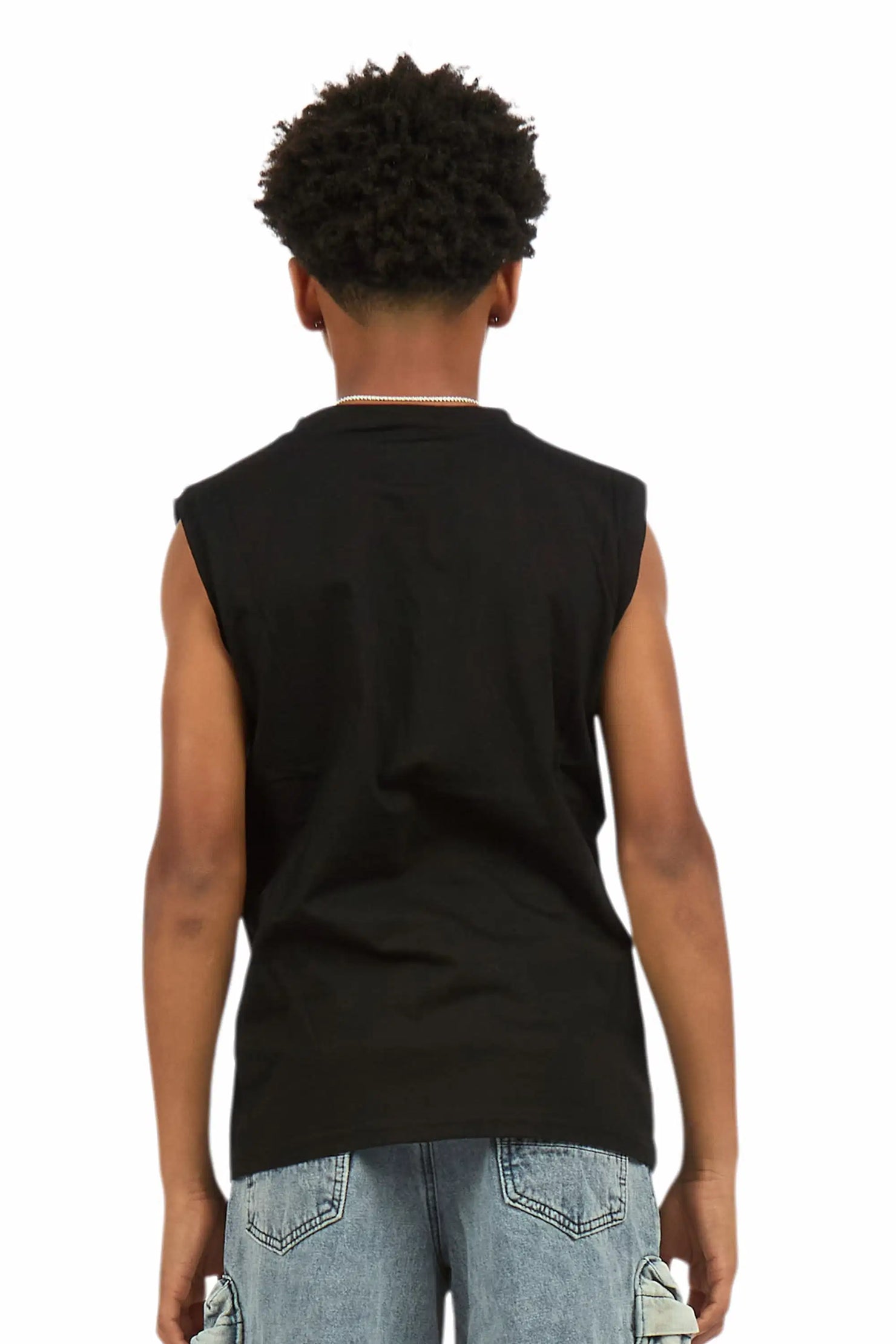 Boys Keen Black Cut Off Graphic T-Shirt