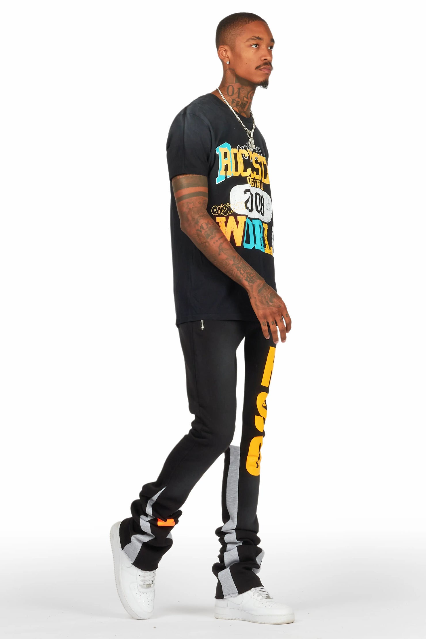 Jaka Black T-Shirt/Super Stacked Flare Track Set