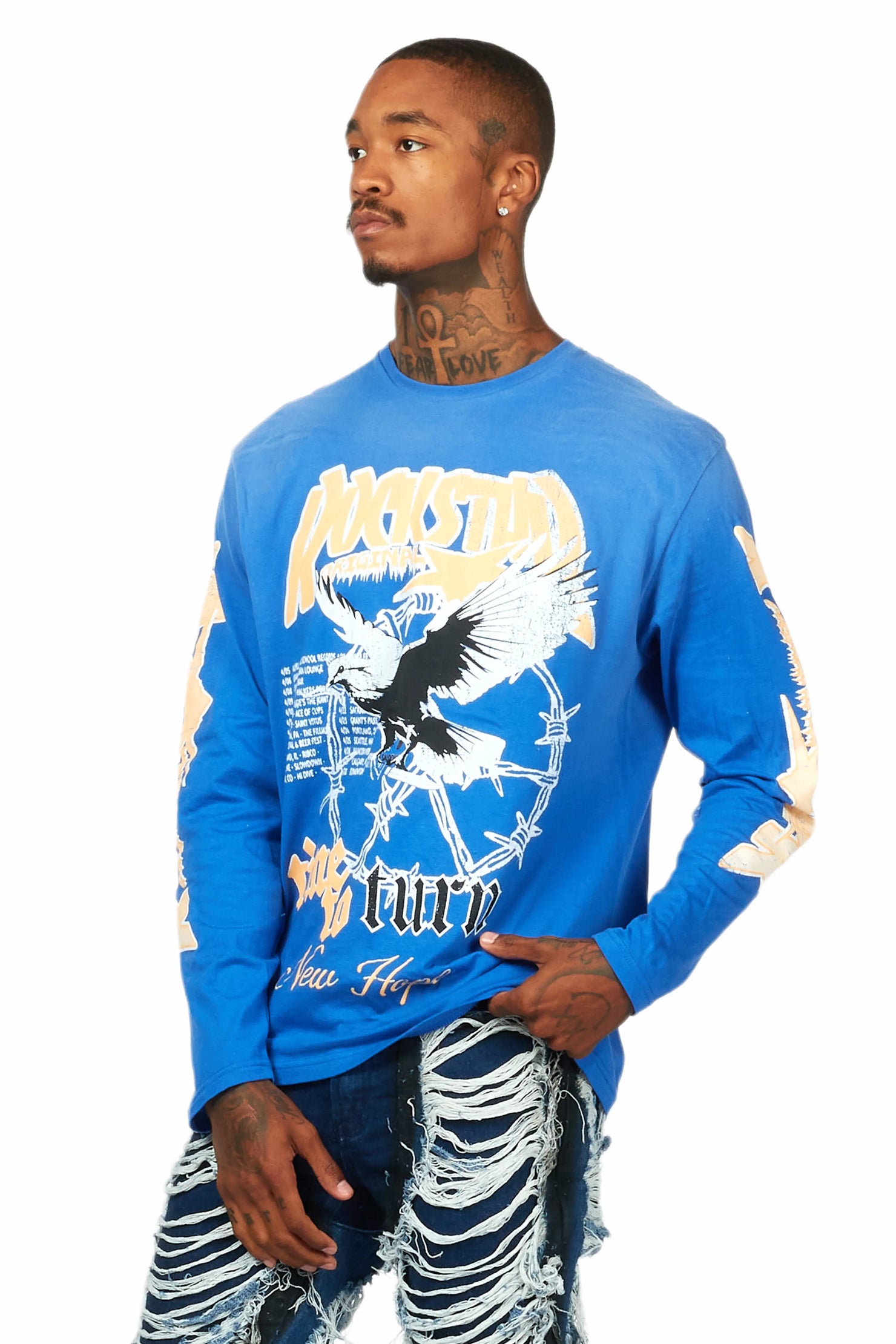 Burial Royal Blue Long Sleeve Graphic T-Shirt