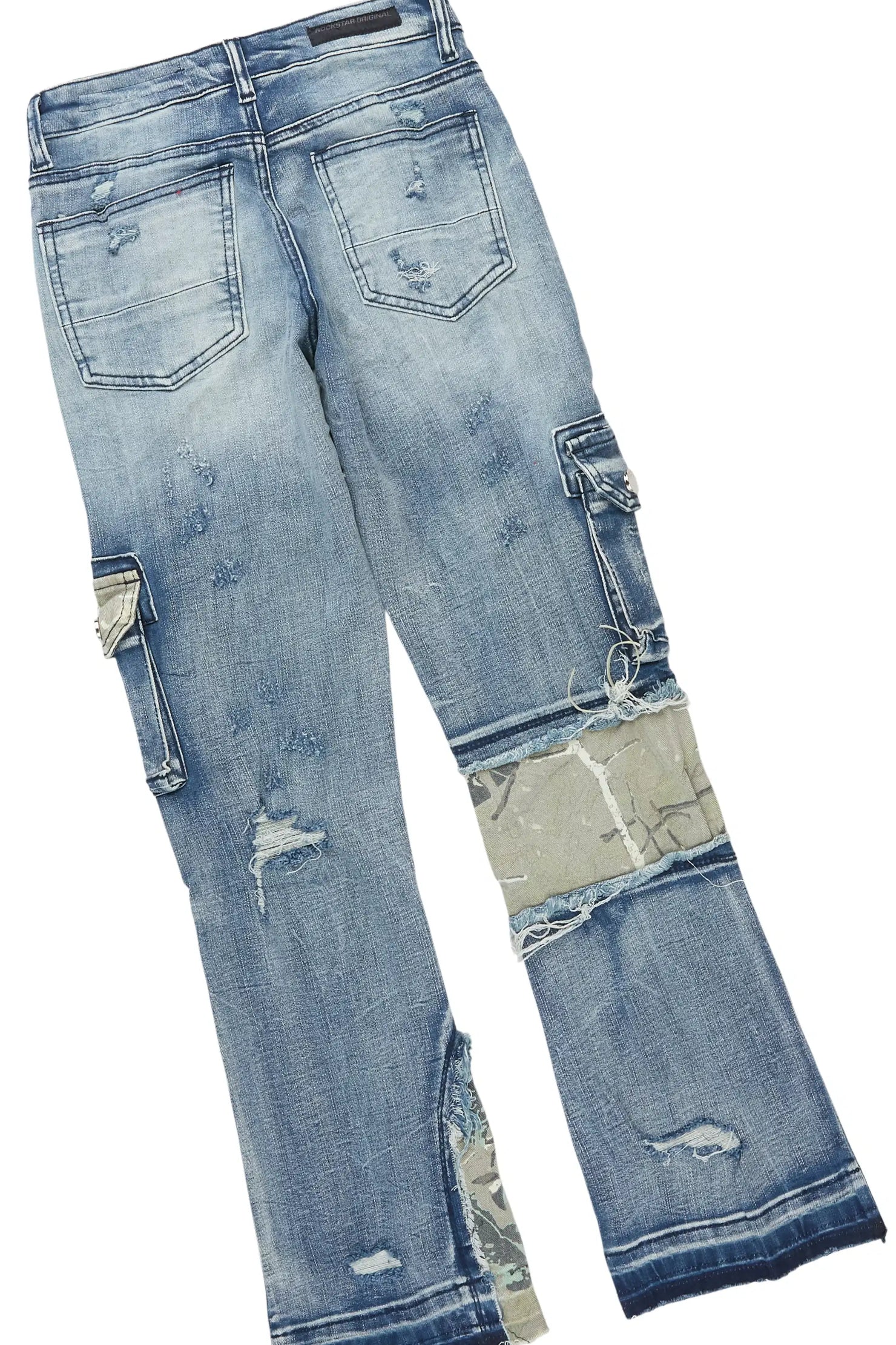 Boys Debo Red Hoodie & Zeta Blue Stacked Jean Set