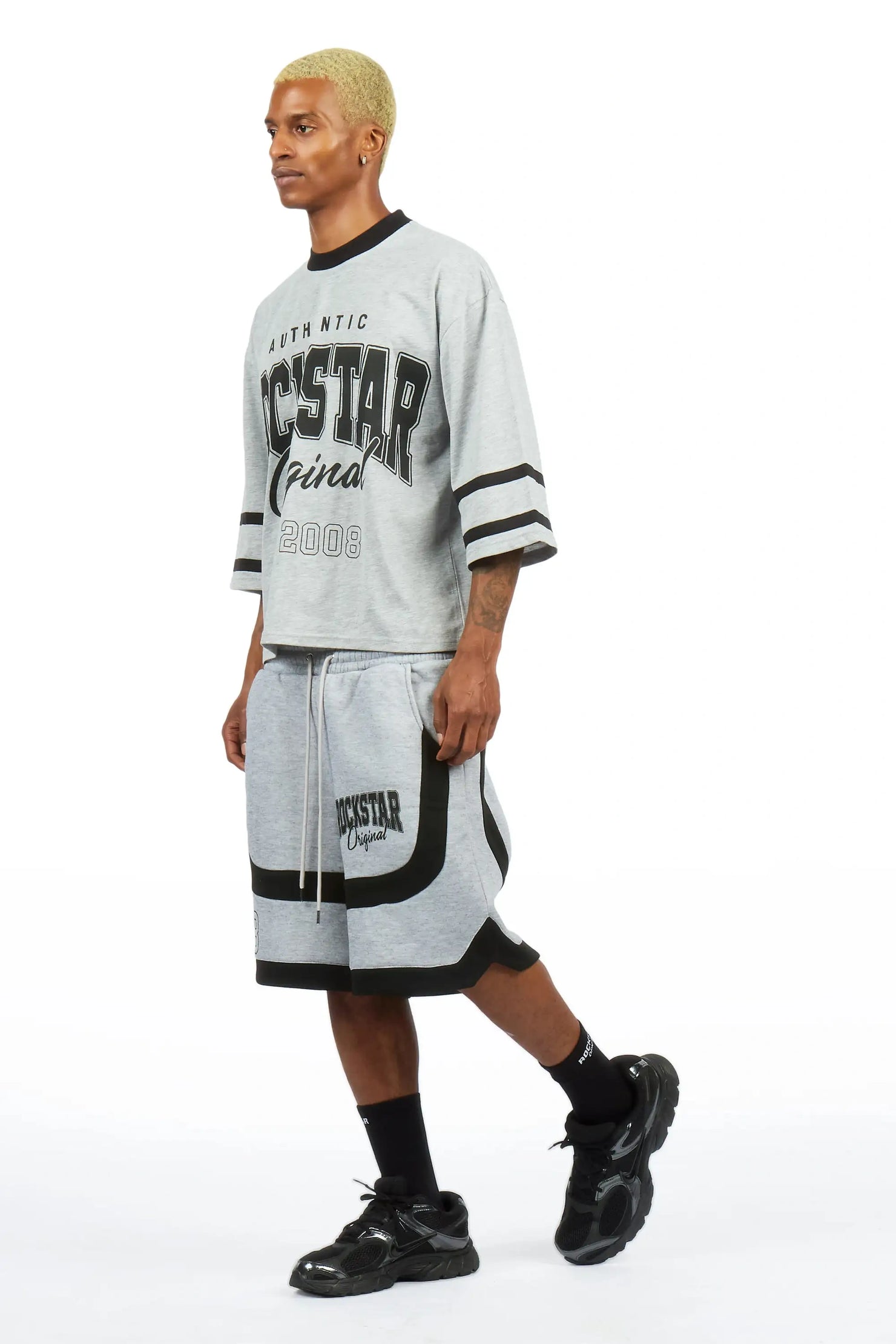 Redford Heather Grey T-Shirt/Double Waisted Short Set