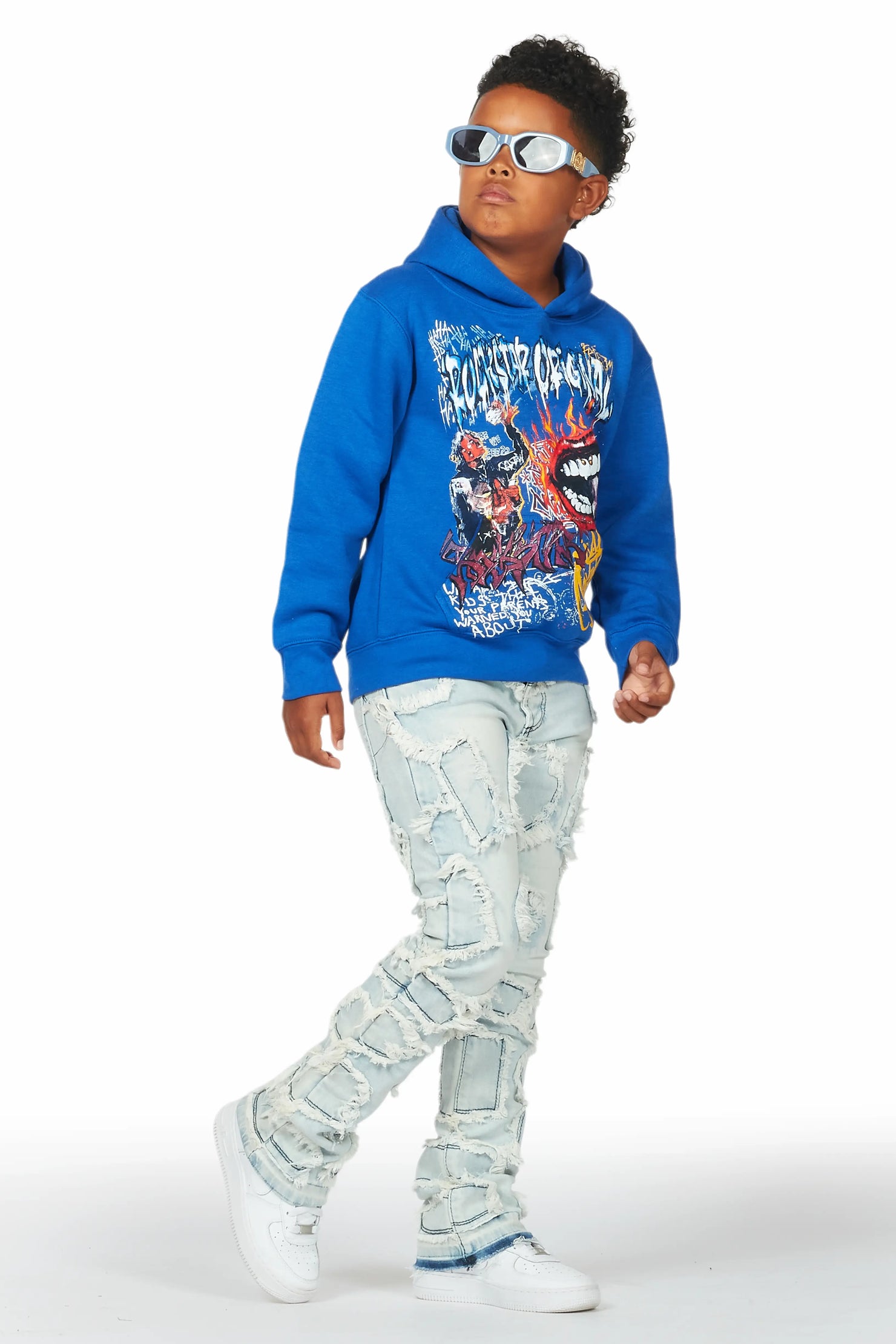 Boys Arturo Light Blue Stacked Flare Jean