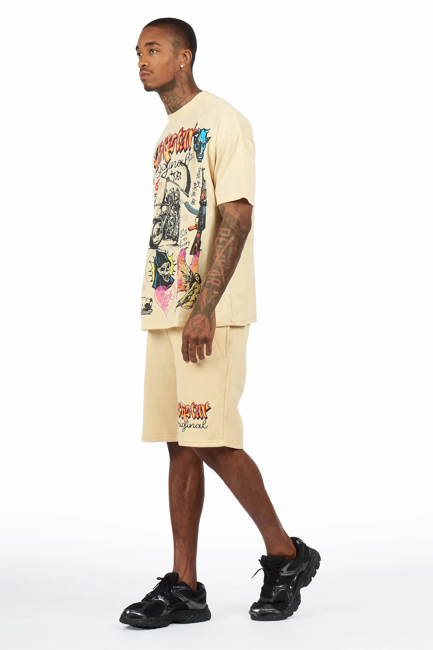 Shoota Beige/Black Short Set