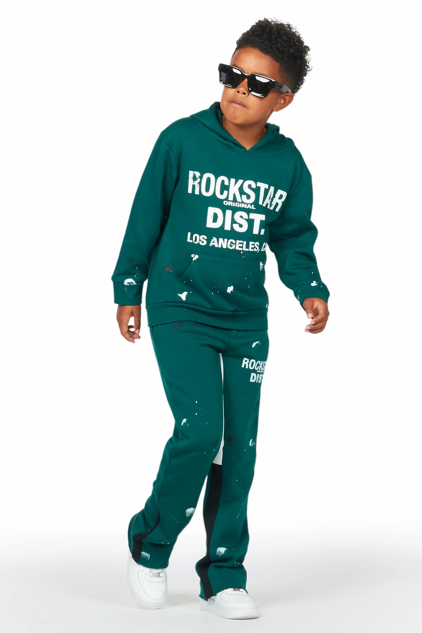 Boys Scottie Dark Green Stacked Flare Track Set