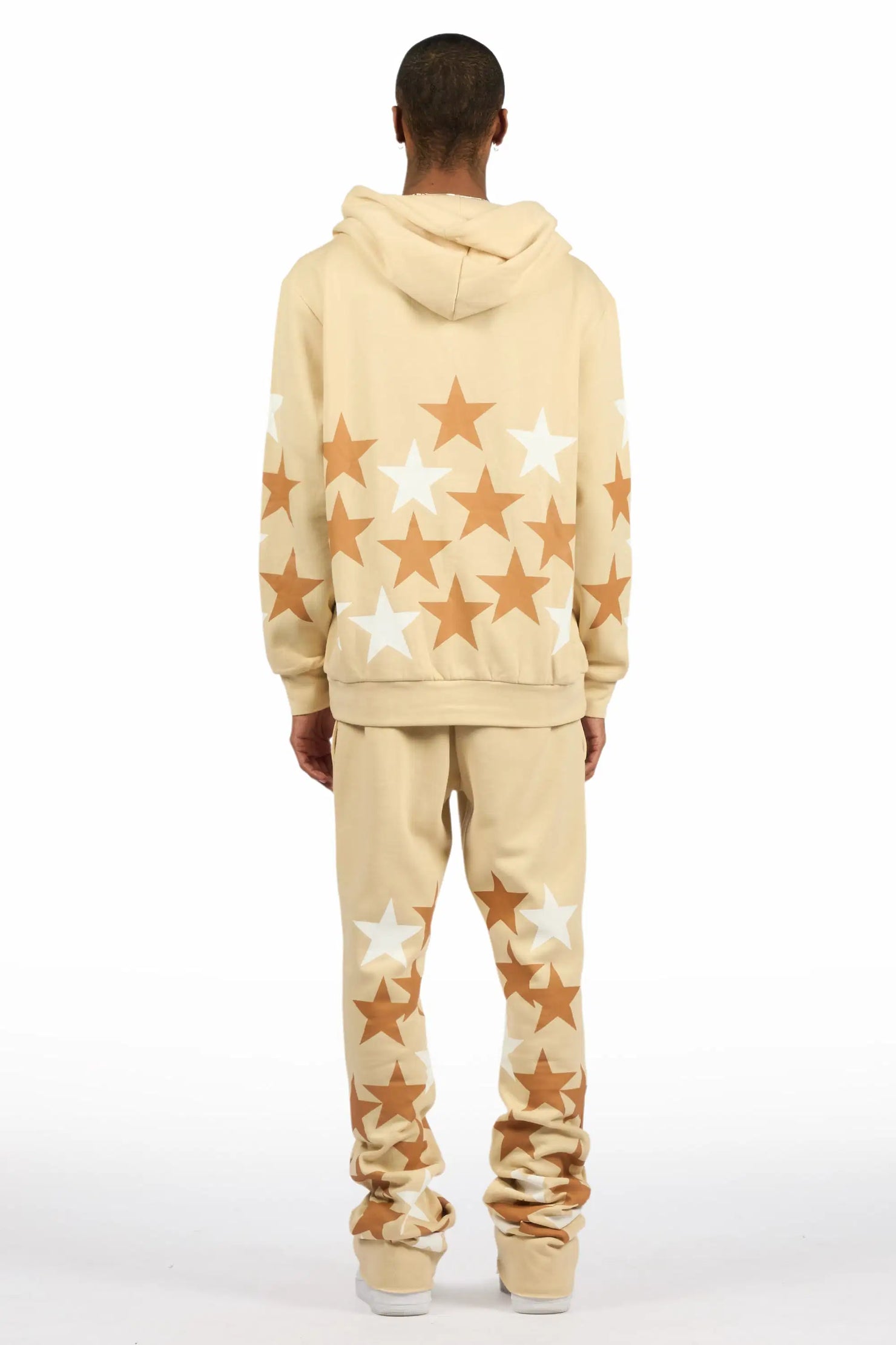 Starlane Beige Hoodie Stacked Flare Fit Track Set