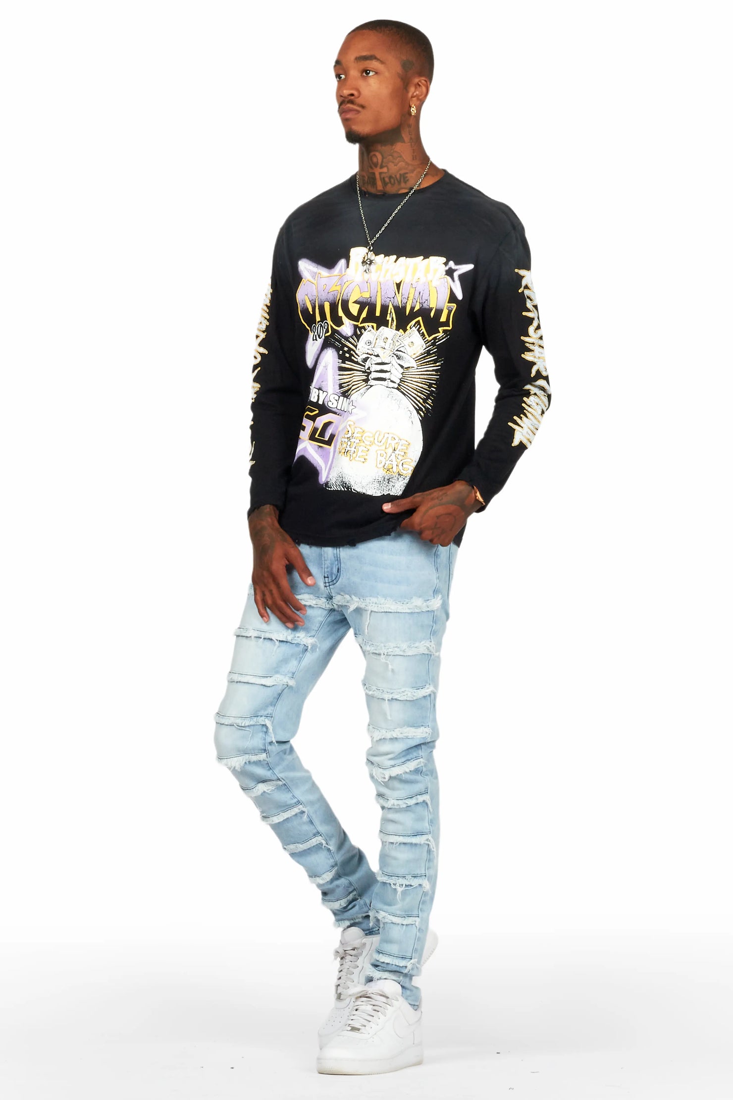 Waylon Blue Frayed Slim Fit Jean