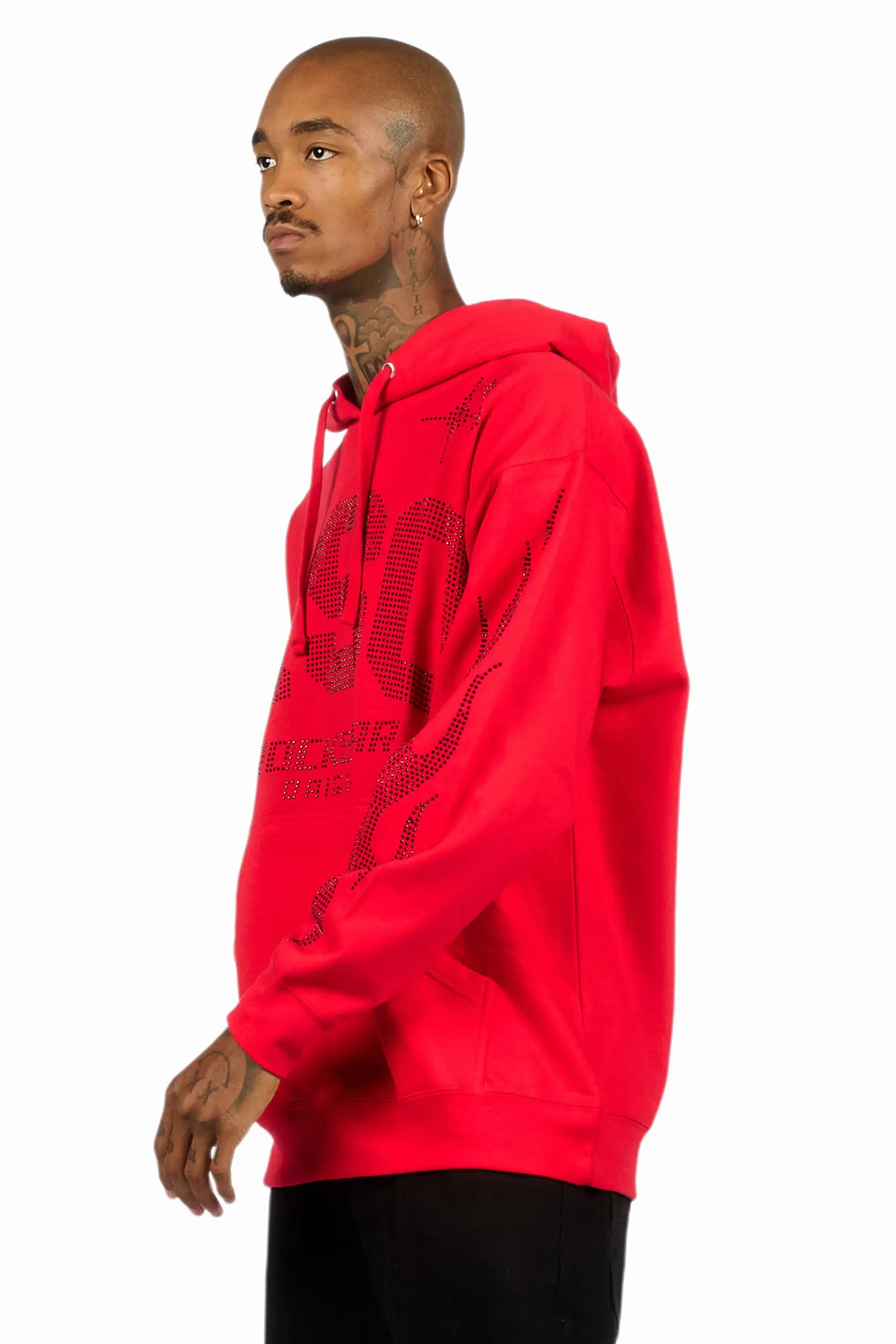 Merek Red/Black Rhinestone Graphic Hoodie