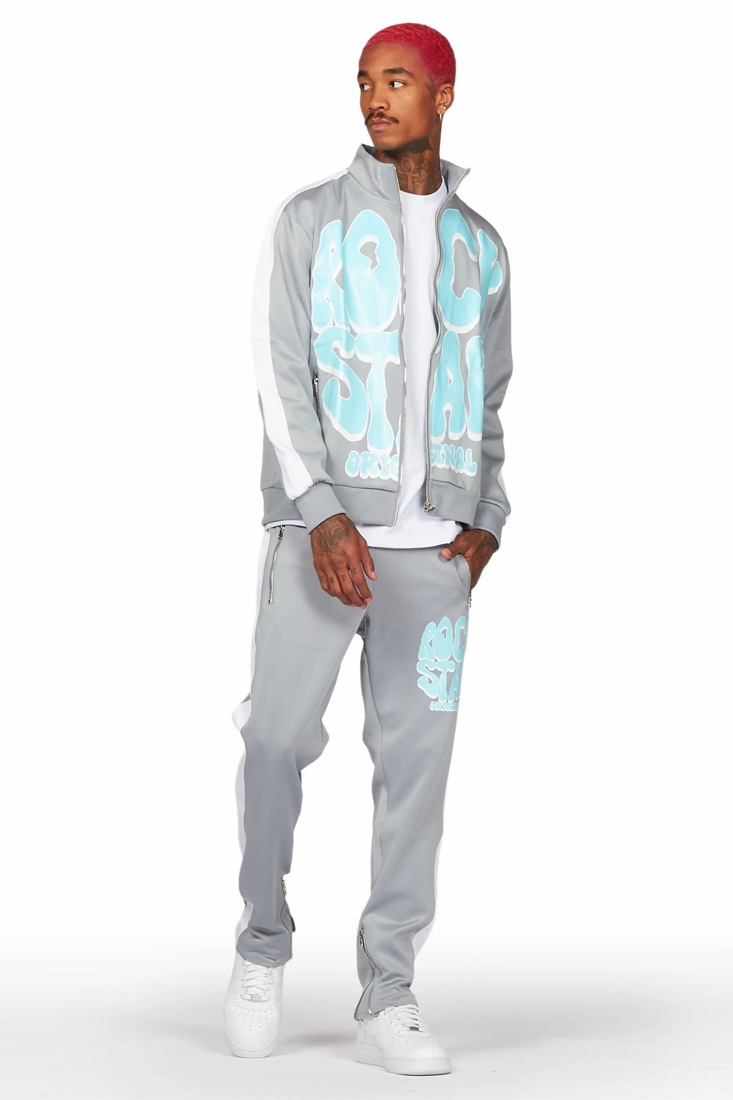 Warblen Grey Tricot Slim Fit Track Set