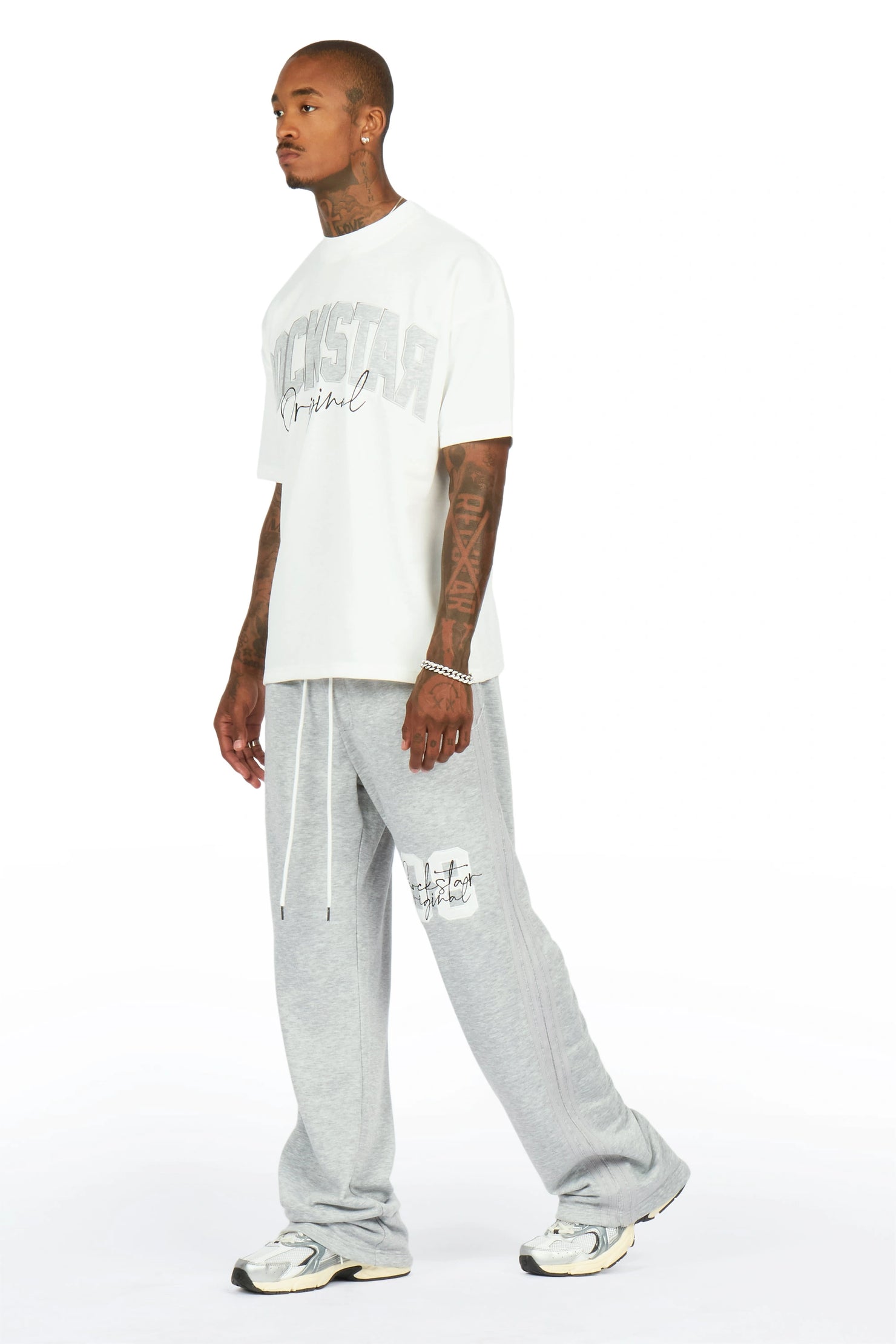 Zymir Heather Grey French Terry Chenille Tee/ French Terry Relaxed Track Set