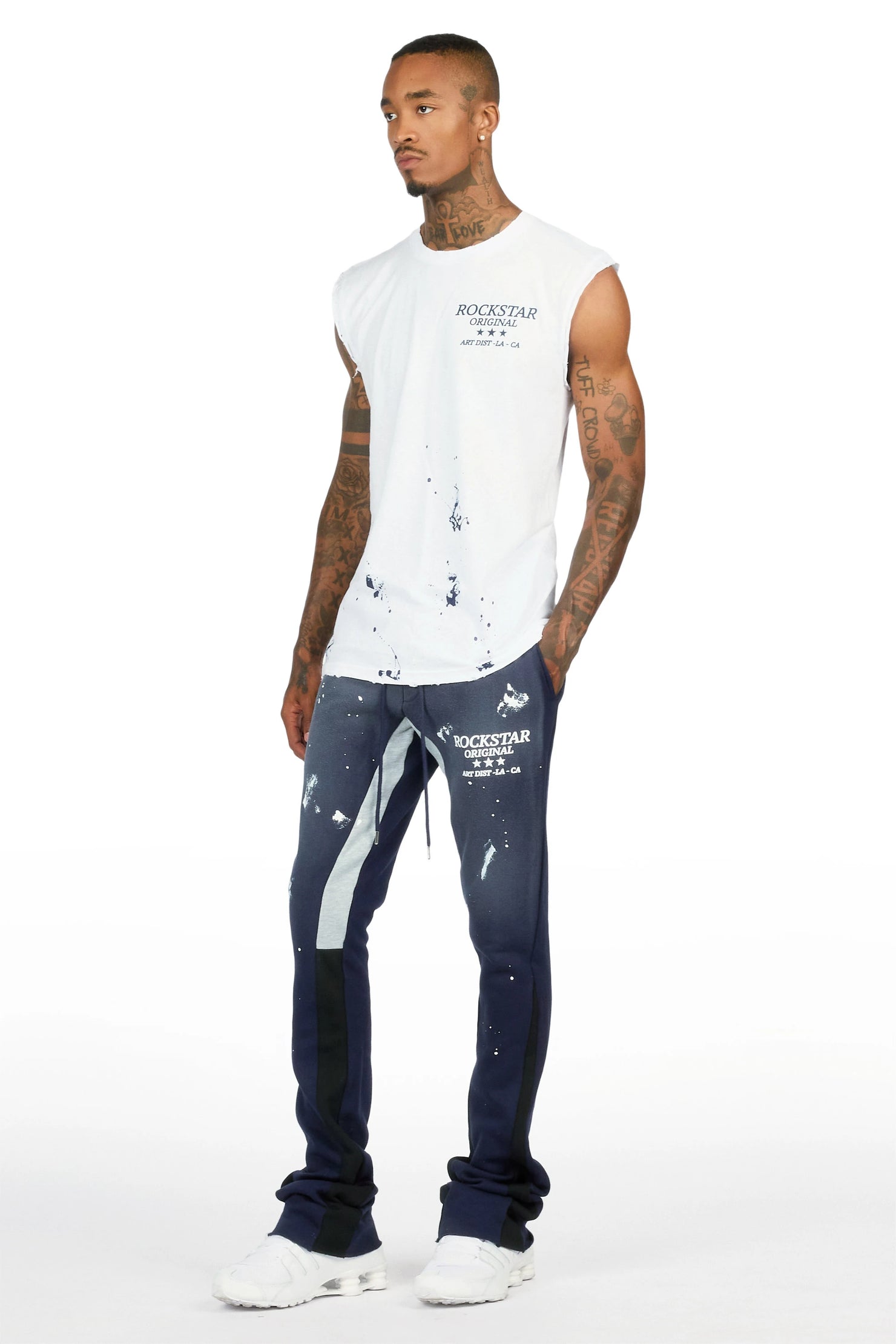 Damek White/Navy Cut Sleeve/Stacked Flare Track Set