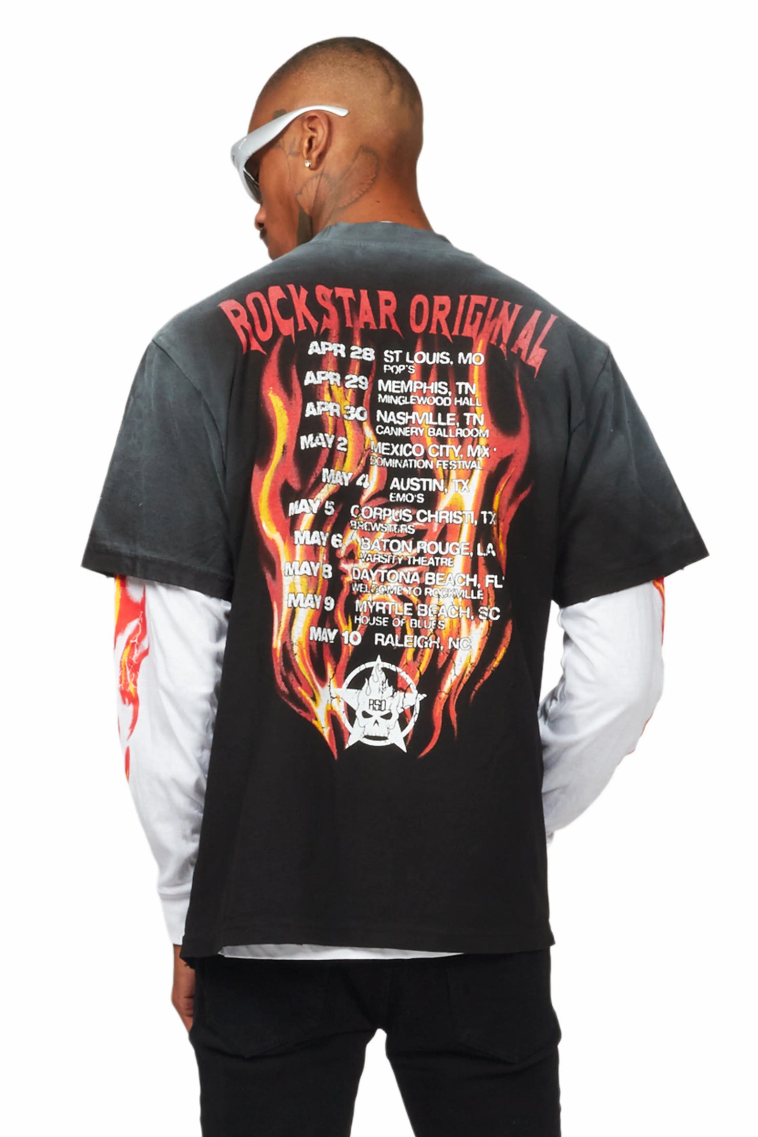 Suspect Black Double Layer Long Sleeve Graphic T-Shirt