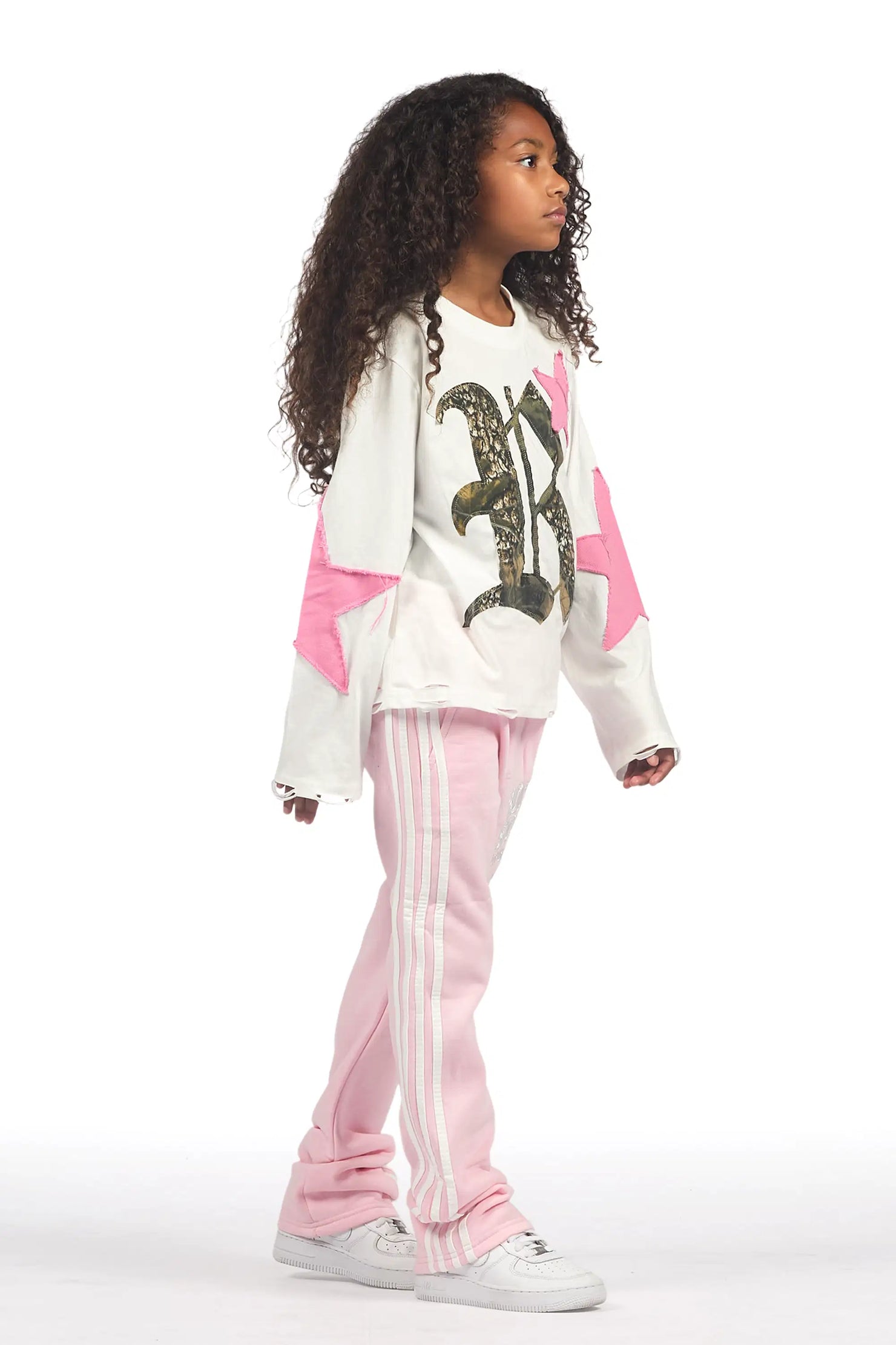 Girls Gerrit Pink Stacked Baggy Track Pant
