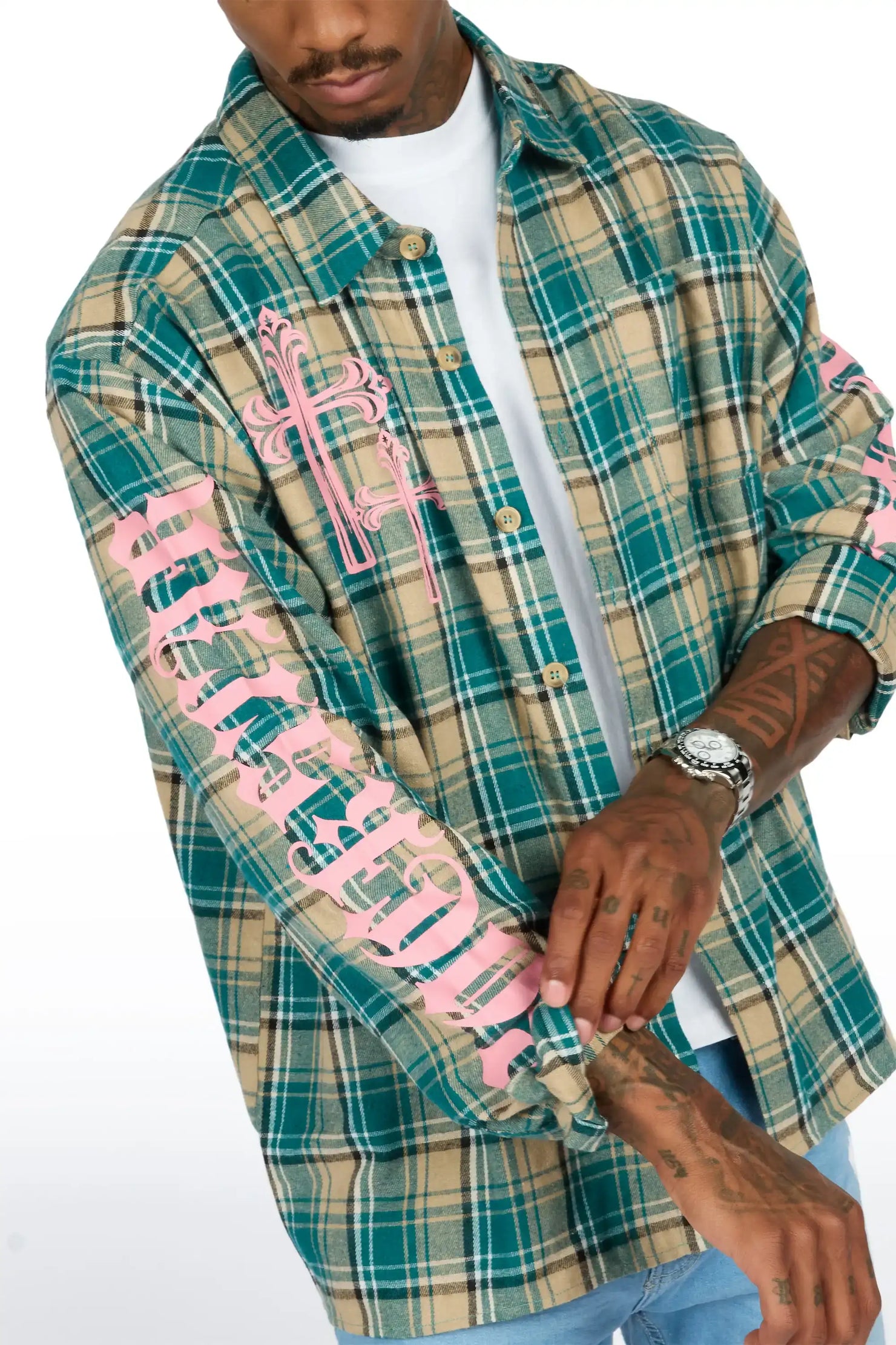 Helder Green Flannel Long Sleeve Shirt
