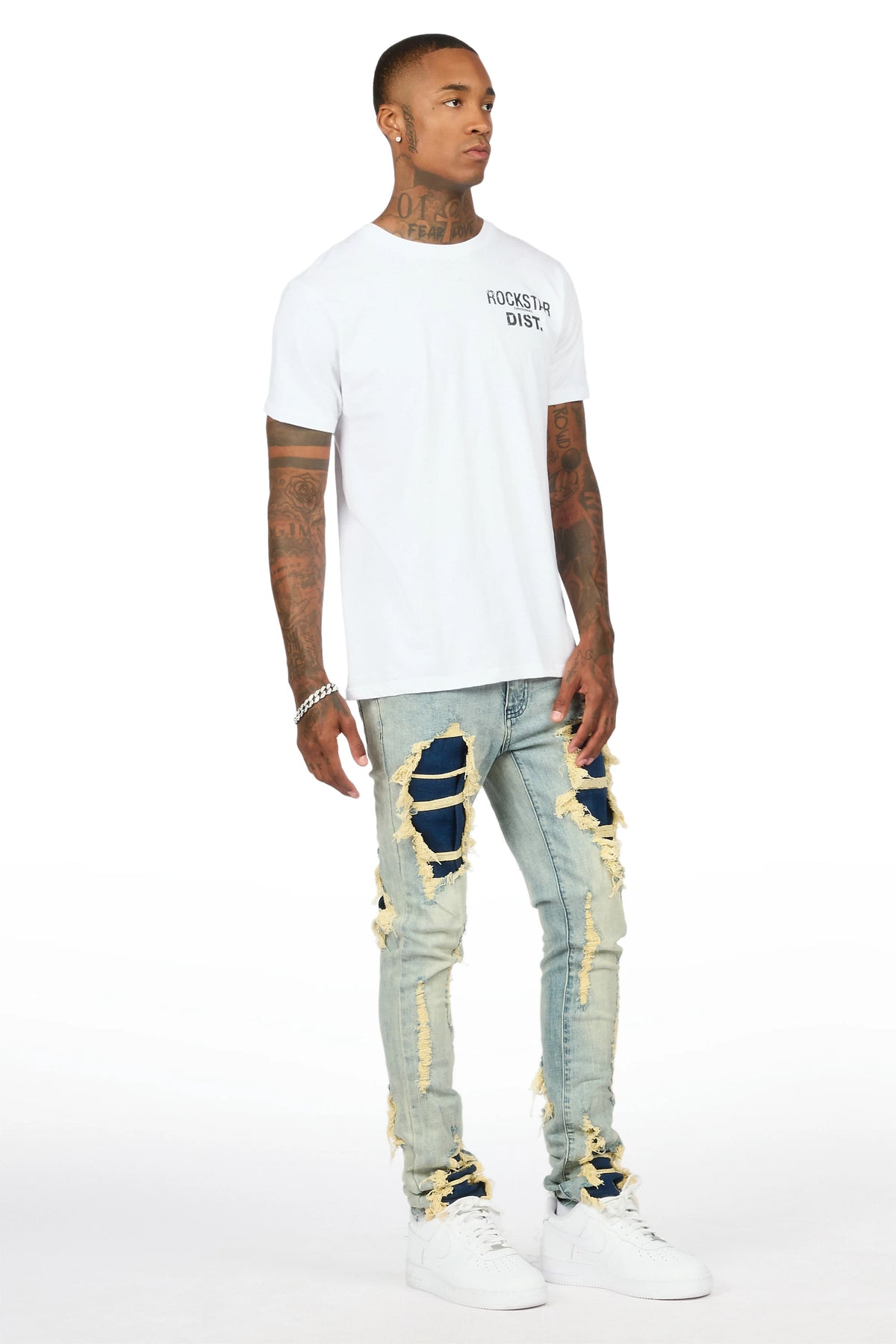 Fateh Light Blue Stacked Flare Jean