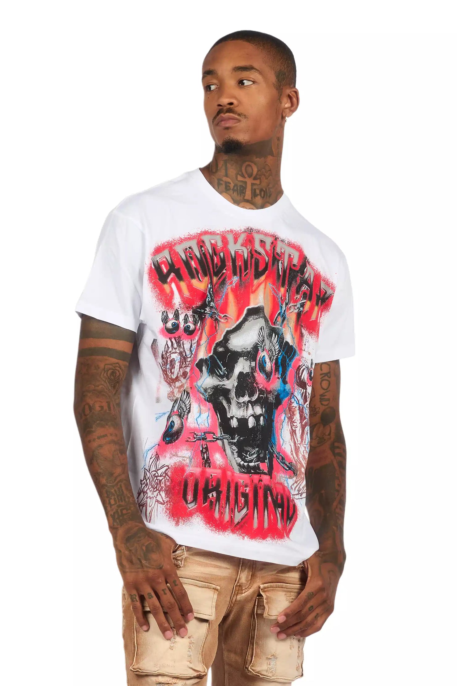 Styx White/Red Oversized Graphic T-Shirt