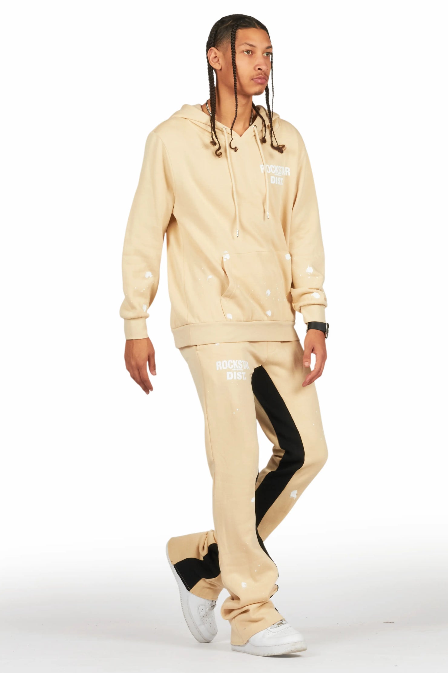 Raffer Beige Hoodie Baggy Fit Pant Track Set