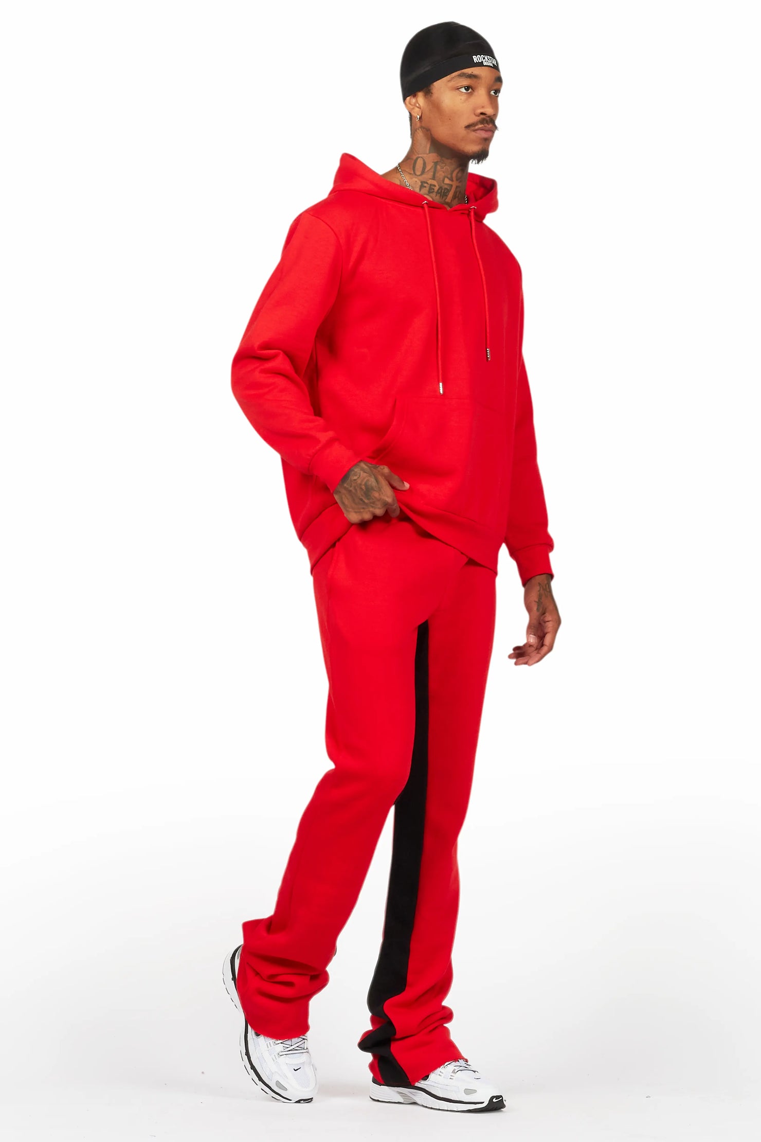 Basic Red Hoodie/Baggy Track Pant Set