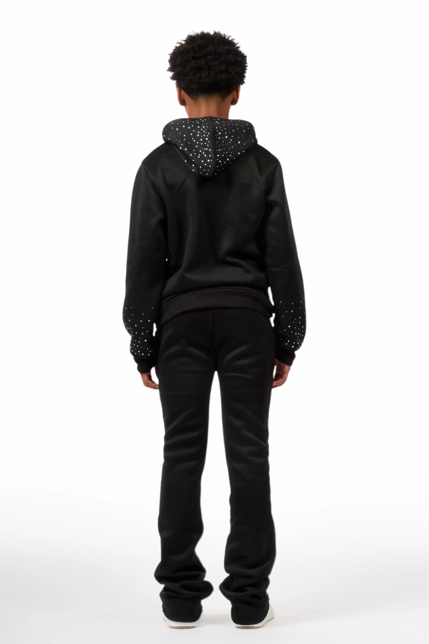 Boys Dontrello 2.0 Black Rhinestone Stacked Track Set