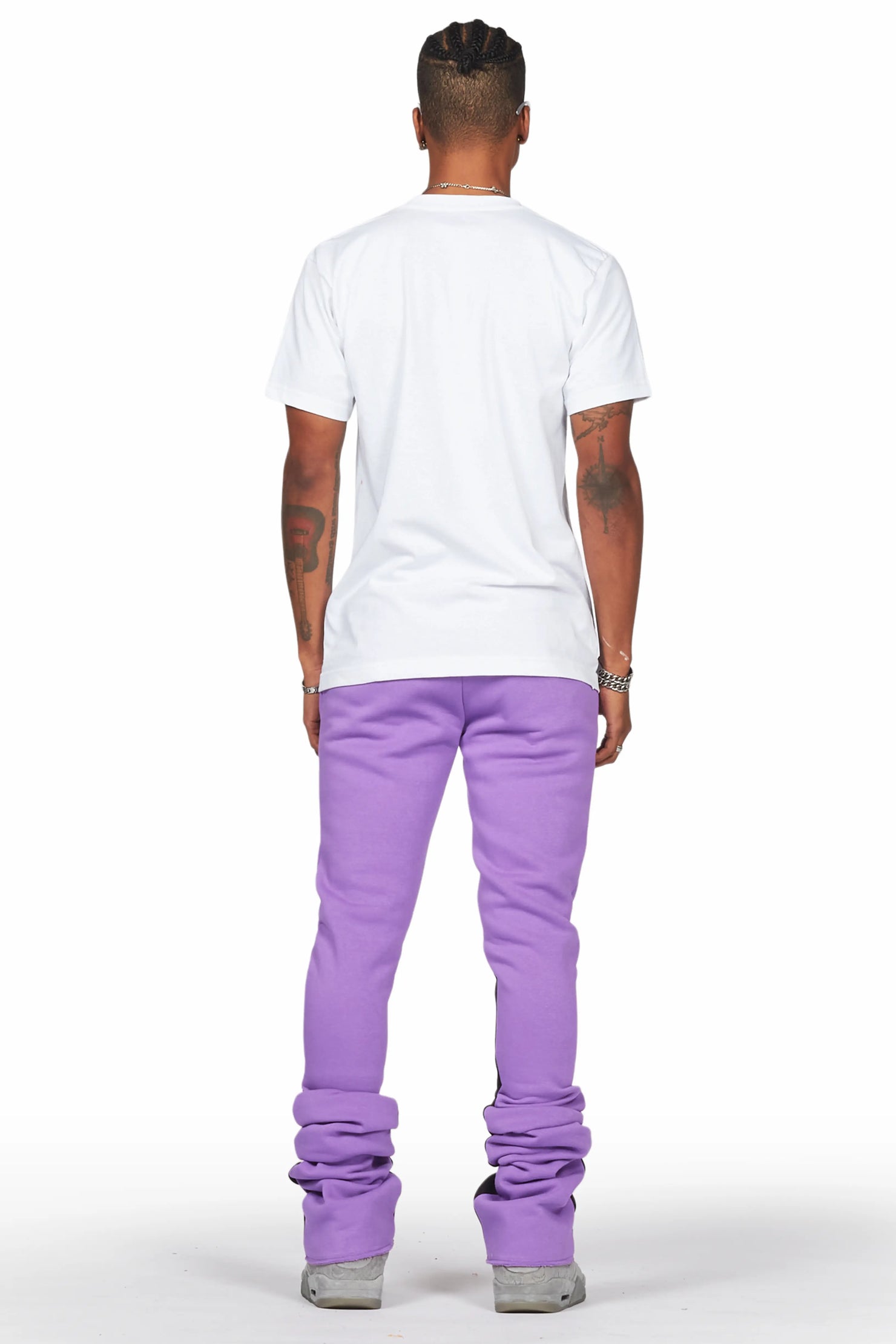 Damone Purple Super Stacked Flare Track Pant