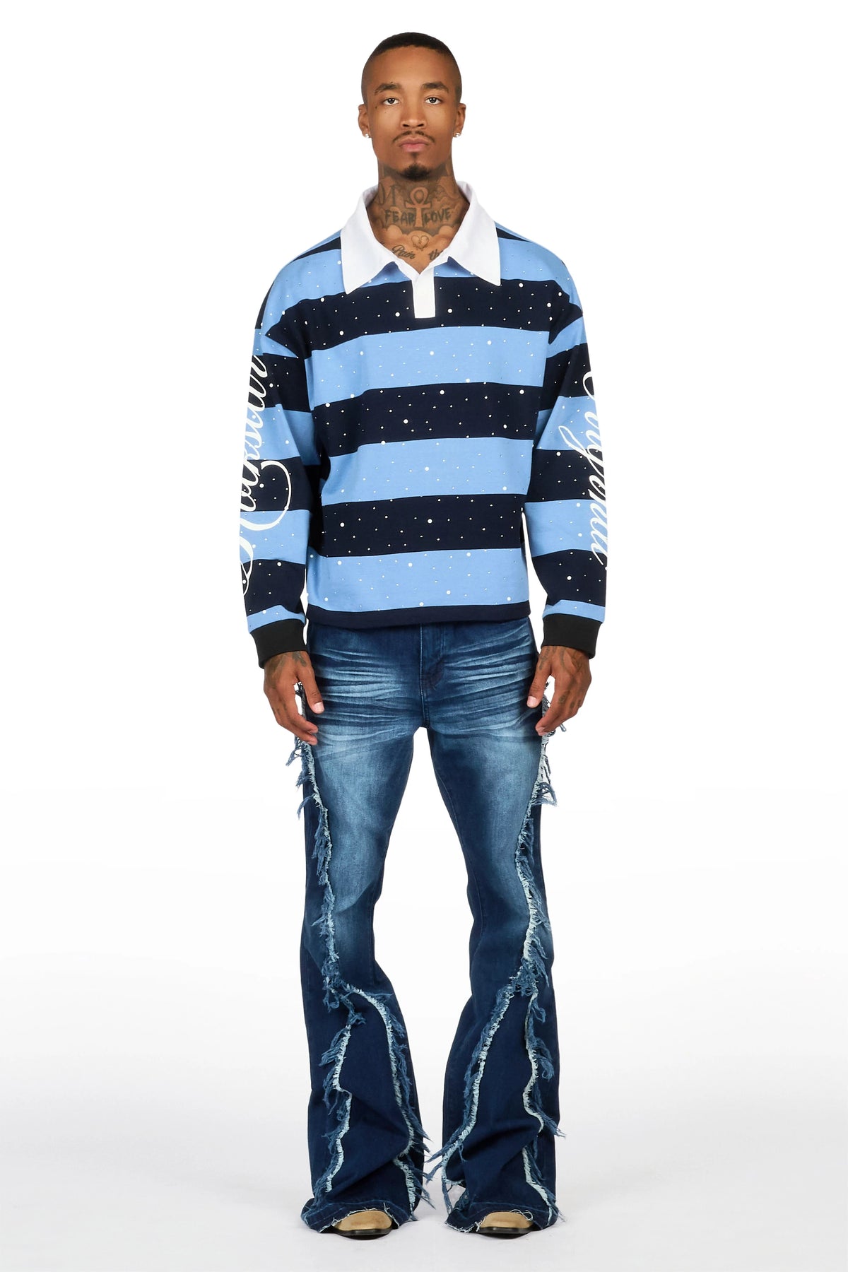Vane Dark Blue Stacked Super Flare Jean