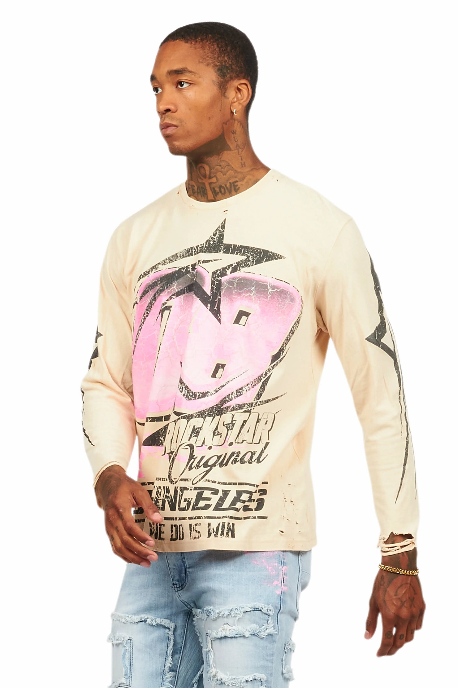 Kastell Vintage Sand Long Sleeve Graphic T-Shirt