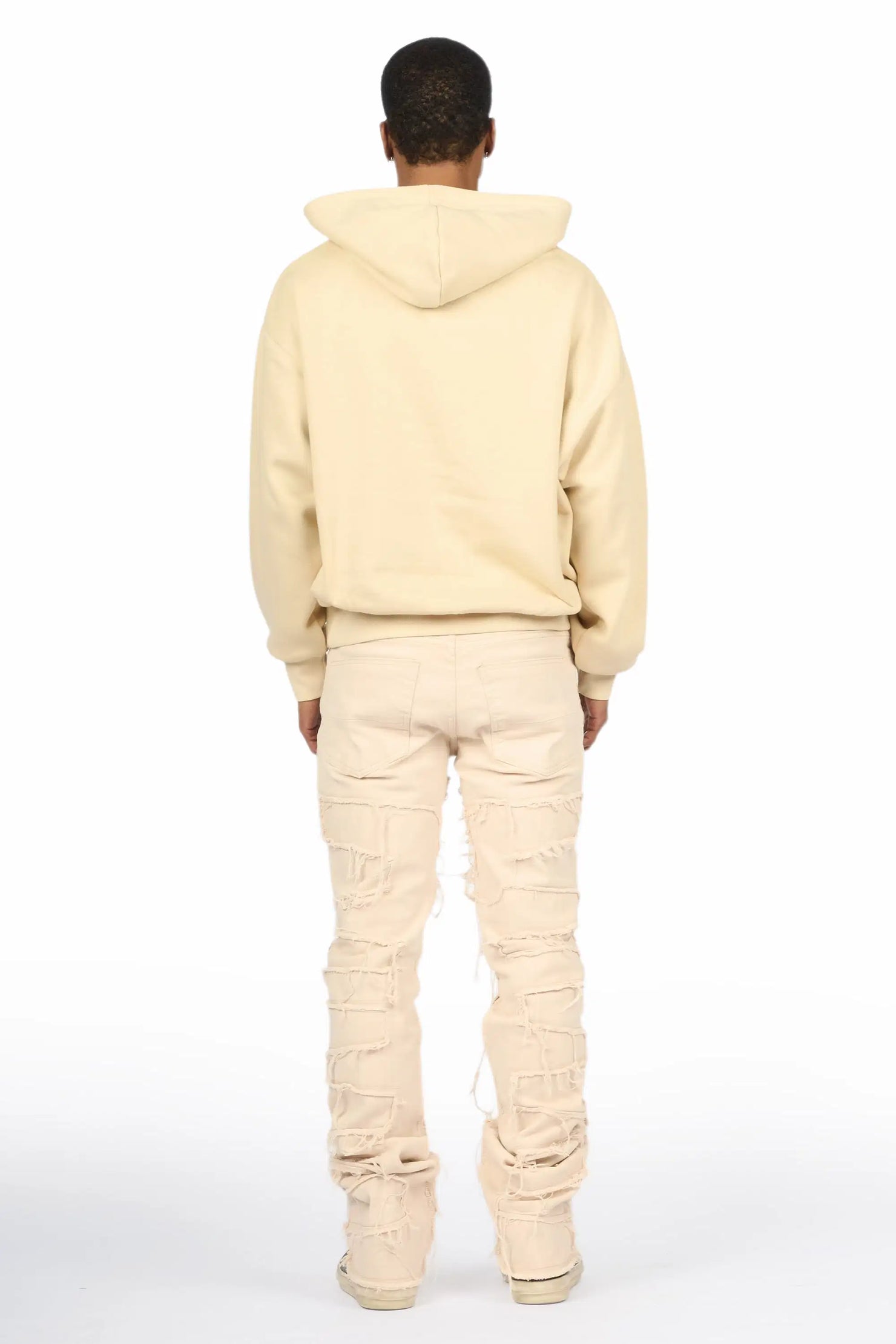 Saxon Beige/Beige Hoodie/Stacked Flare Jean Set