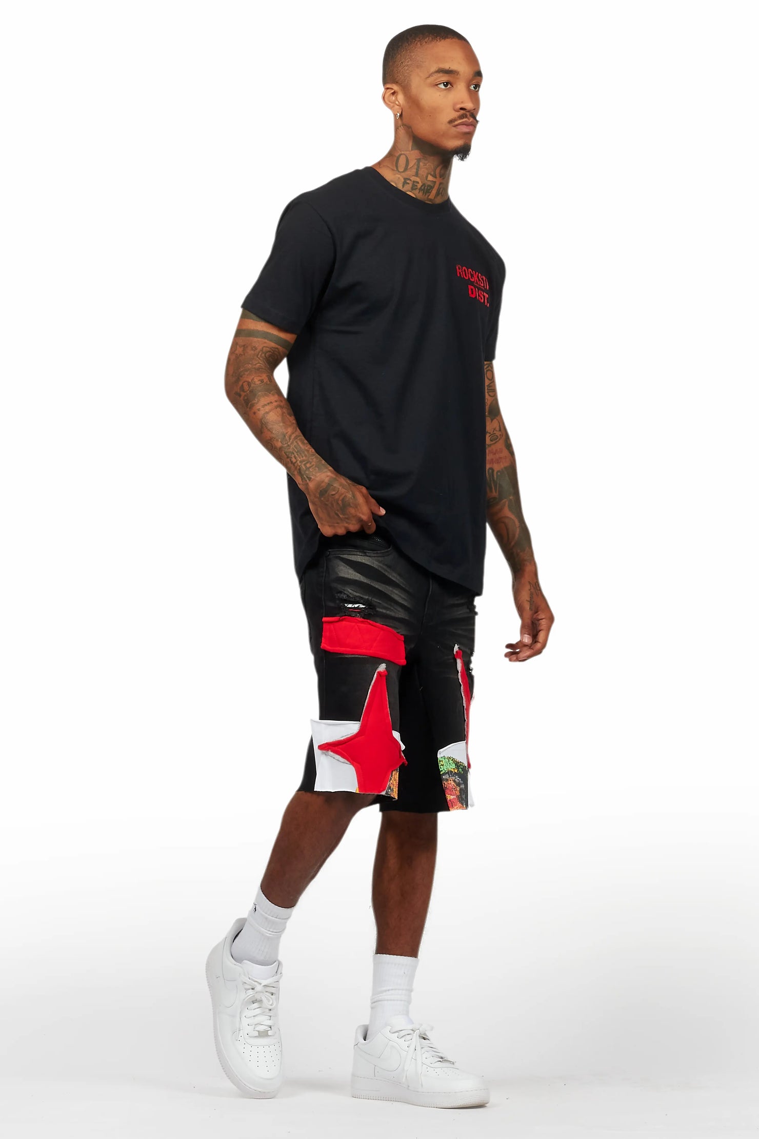 Brett Black T-Shirt/Denim Short Set