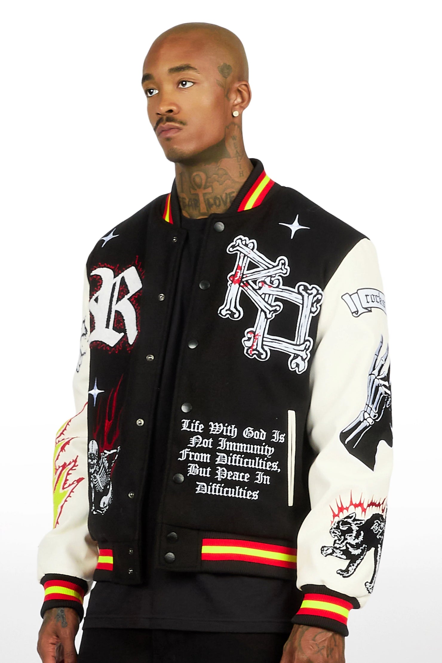 Naizeah Black/Ivory Varsity Jacket