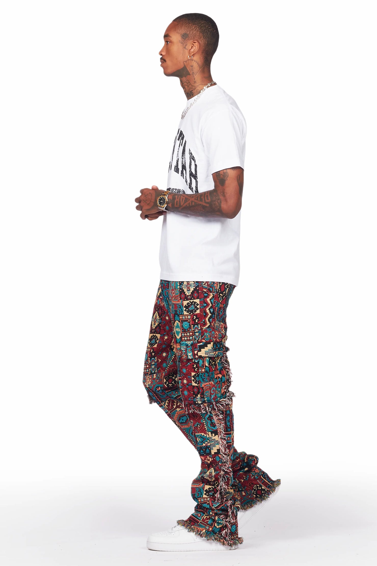 Ayami Red Slim Tapestry Flare Jean