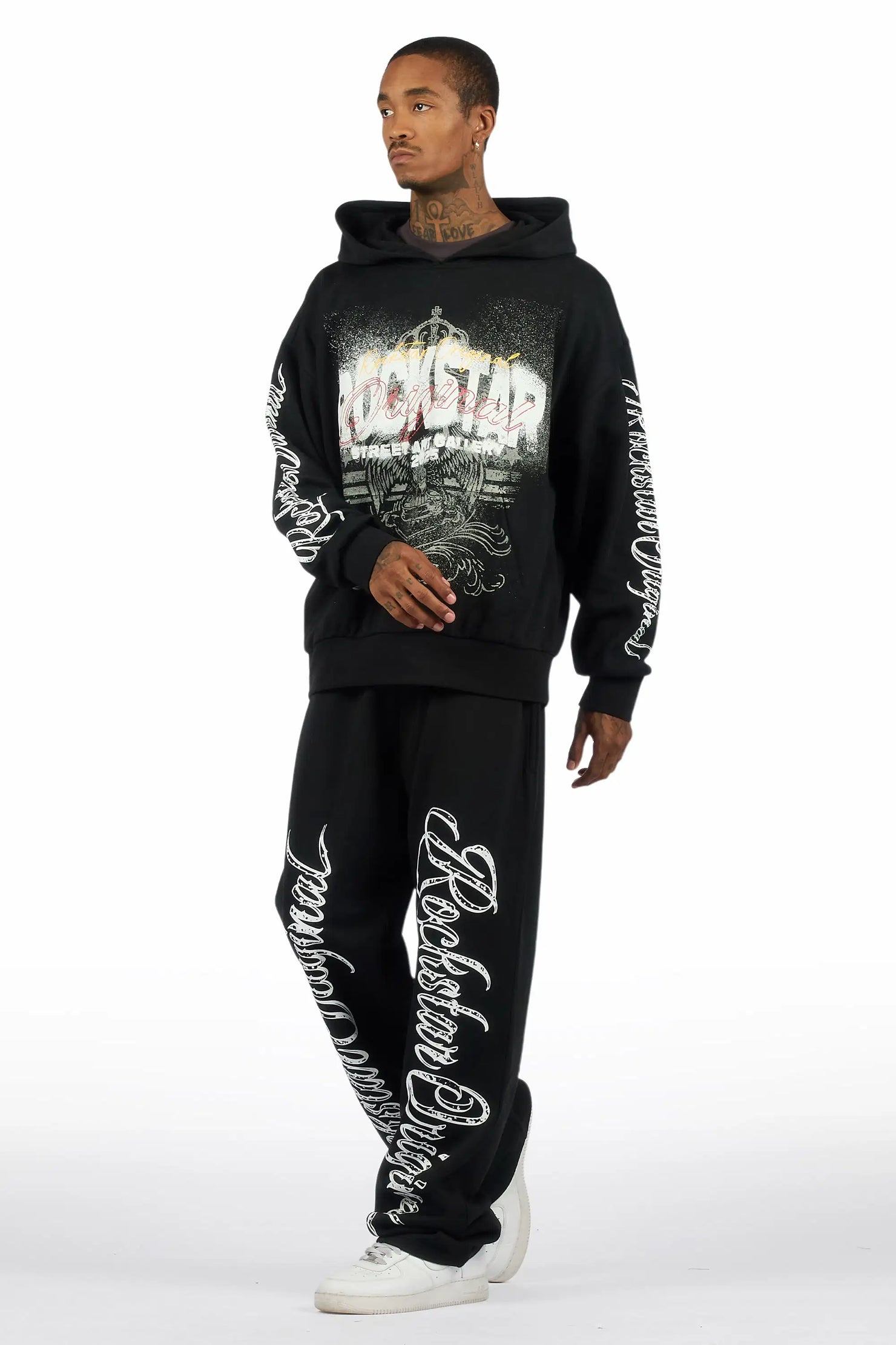 Enkel Black Hoodie/Baggy Pant Track Set