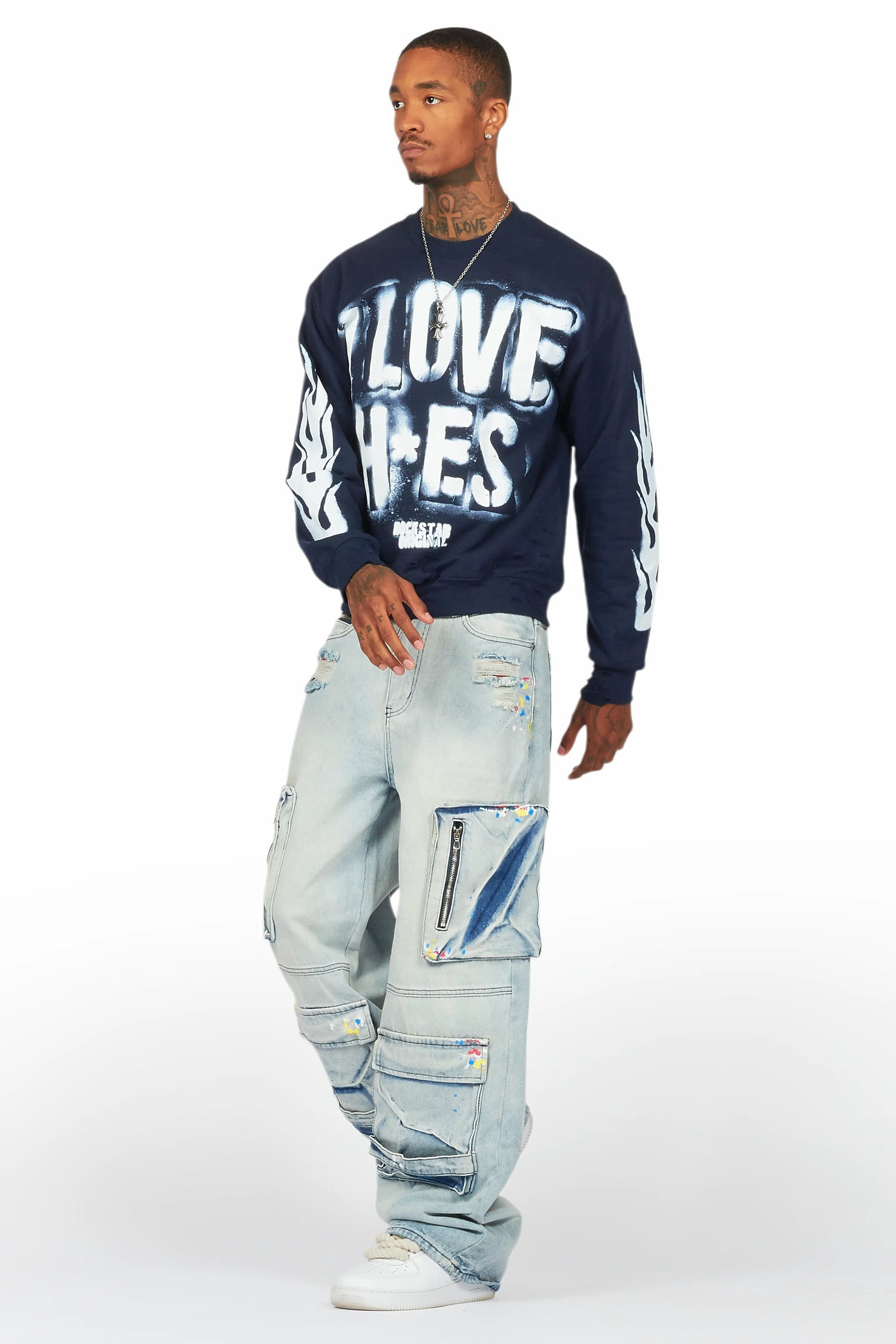 Banyan Navy/White Graphic Crewneck