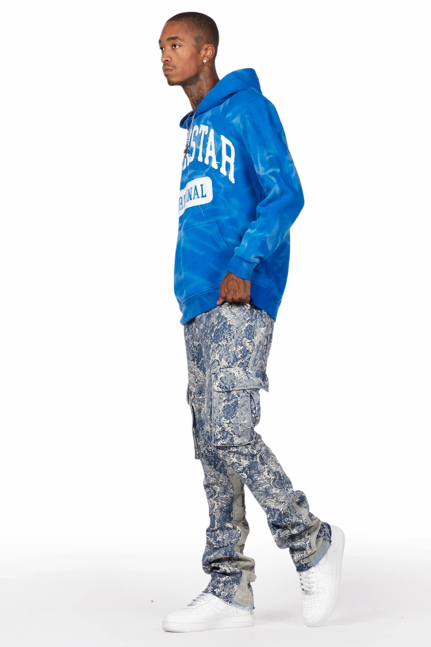 Bower Light Blue Stacked Flare Jean