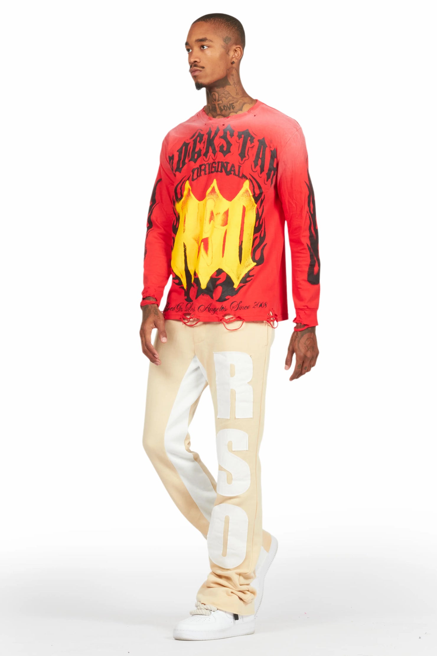 Boaz Red Long Sleeve Graphic T-Shirt