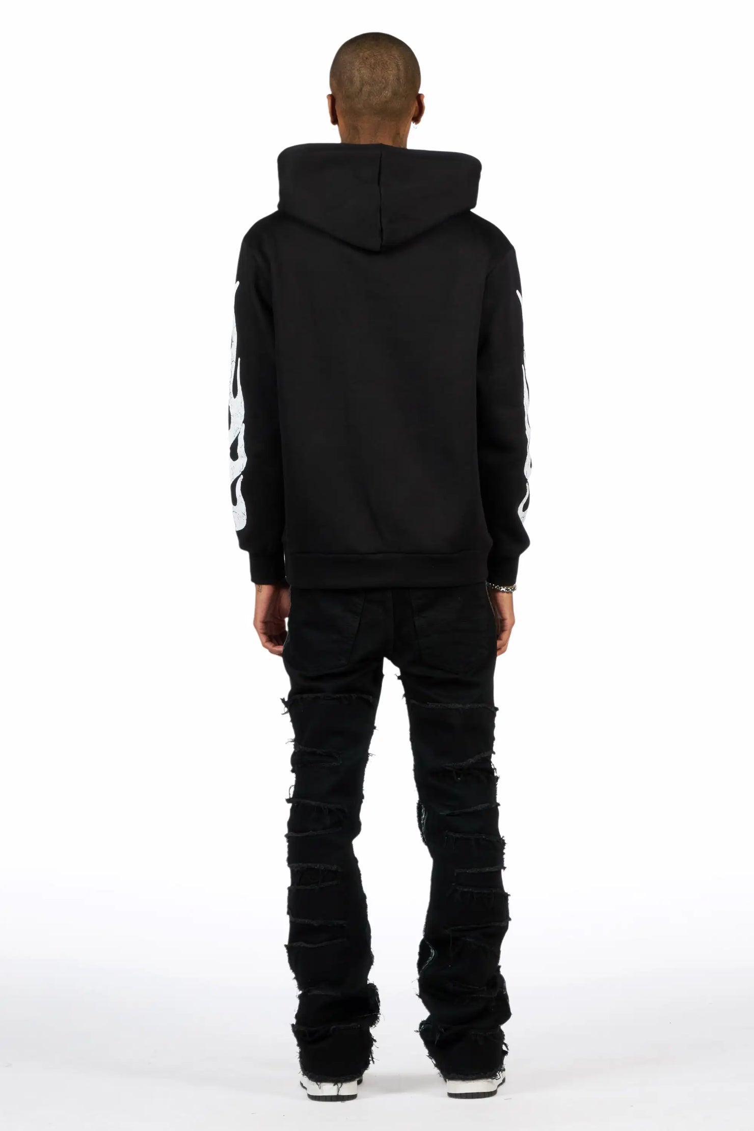 Amos Black/Black Hoodie/Stacked Flare Jean Set