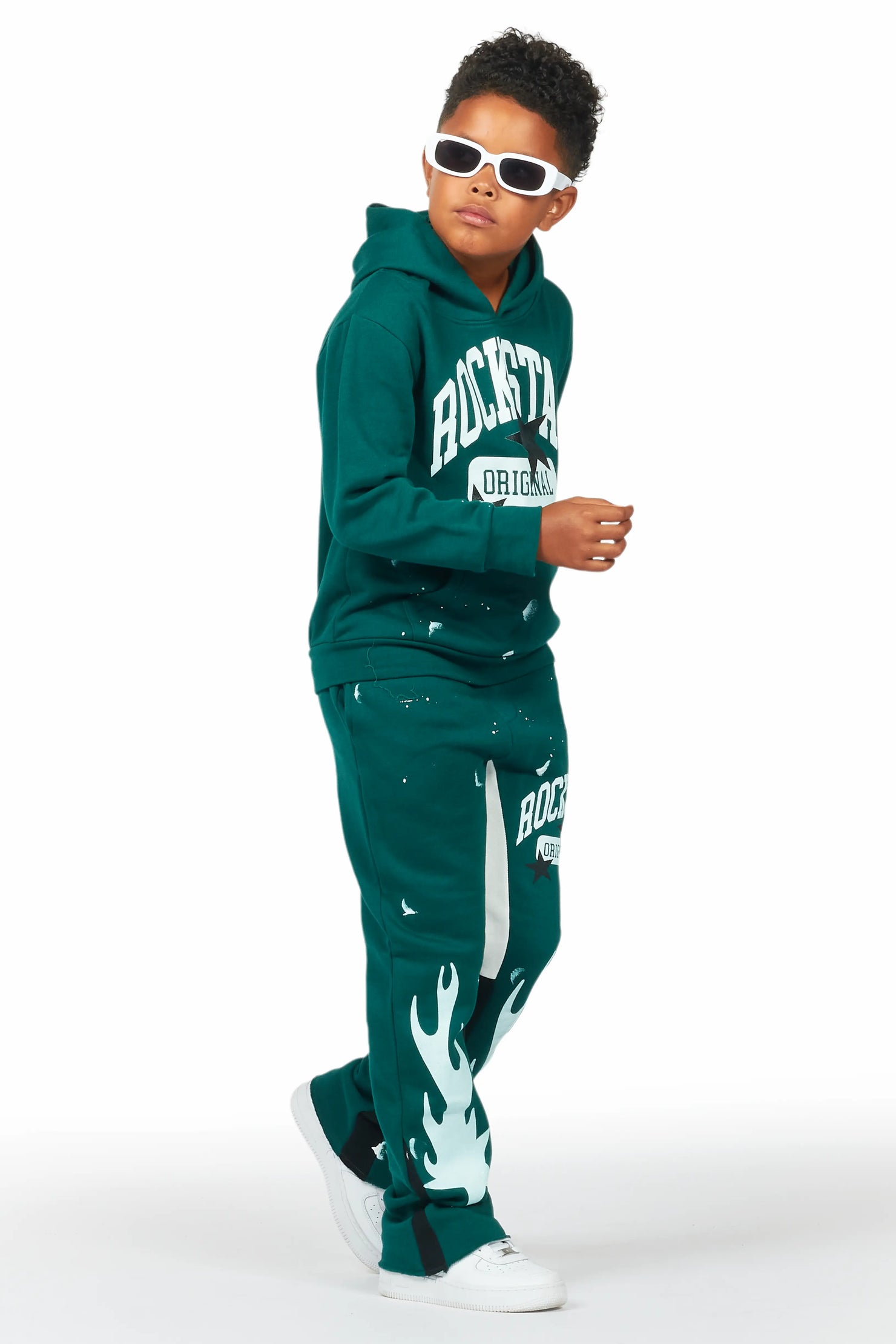 Boys Malie Dark Green Baggy Fit Pant Set