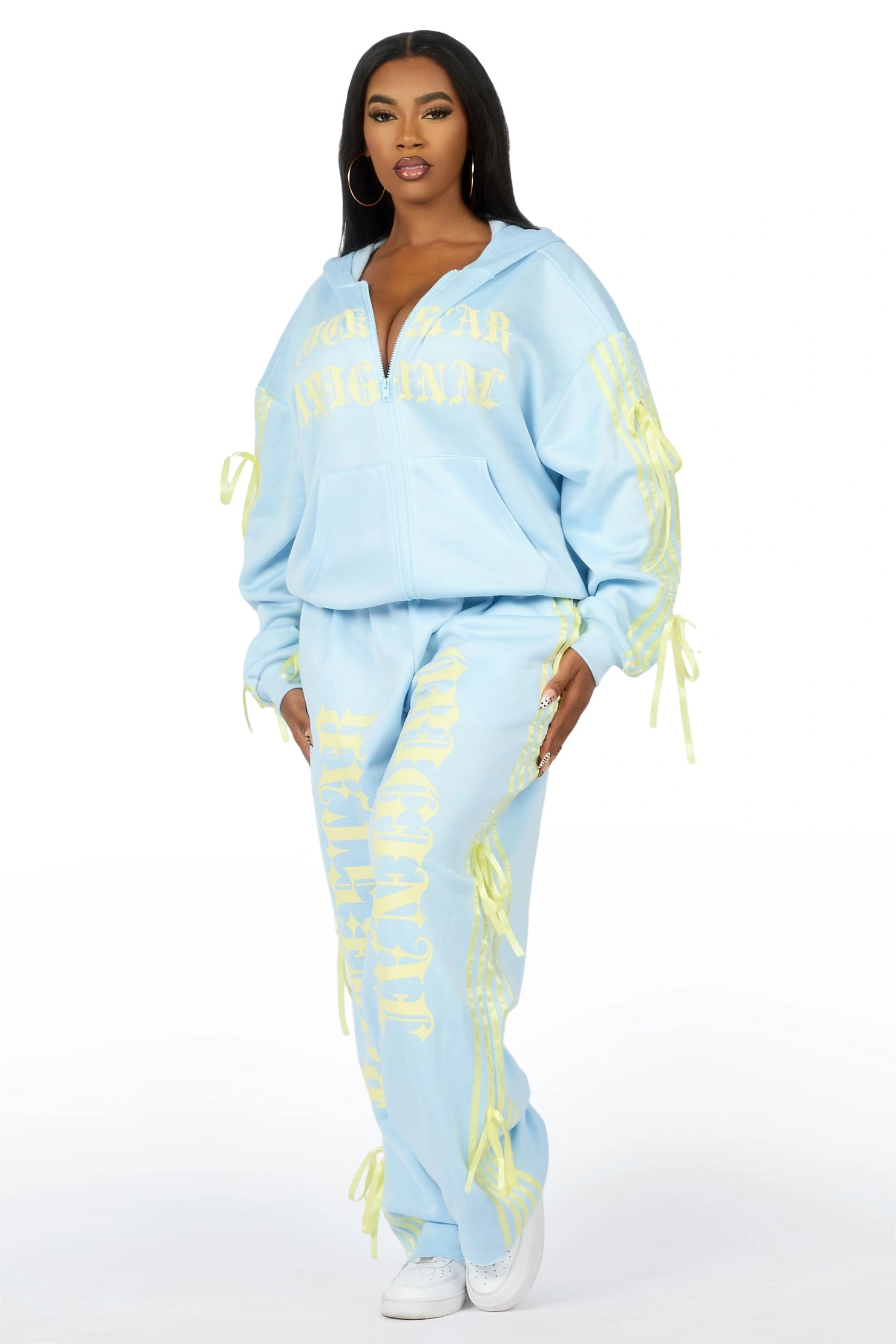 Kettisha Light Blue Lace Up Baggy Track Set