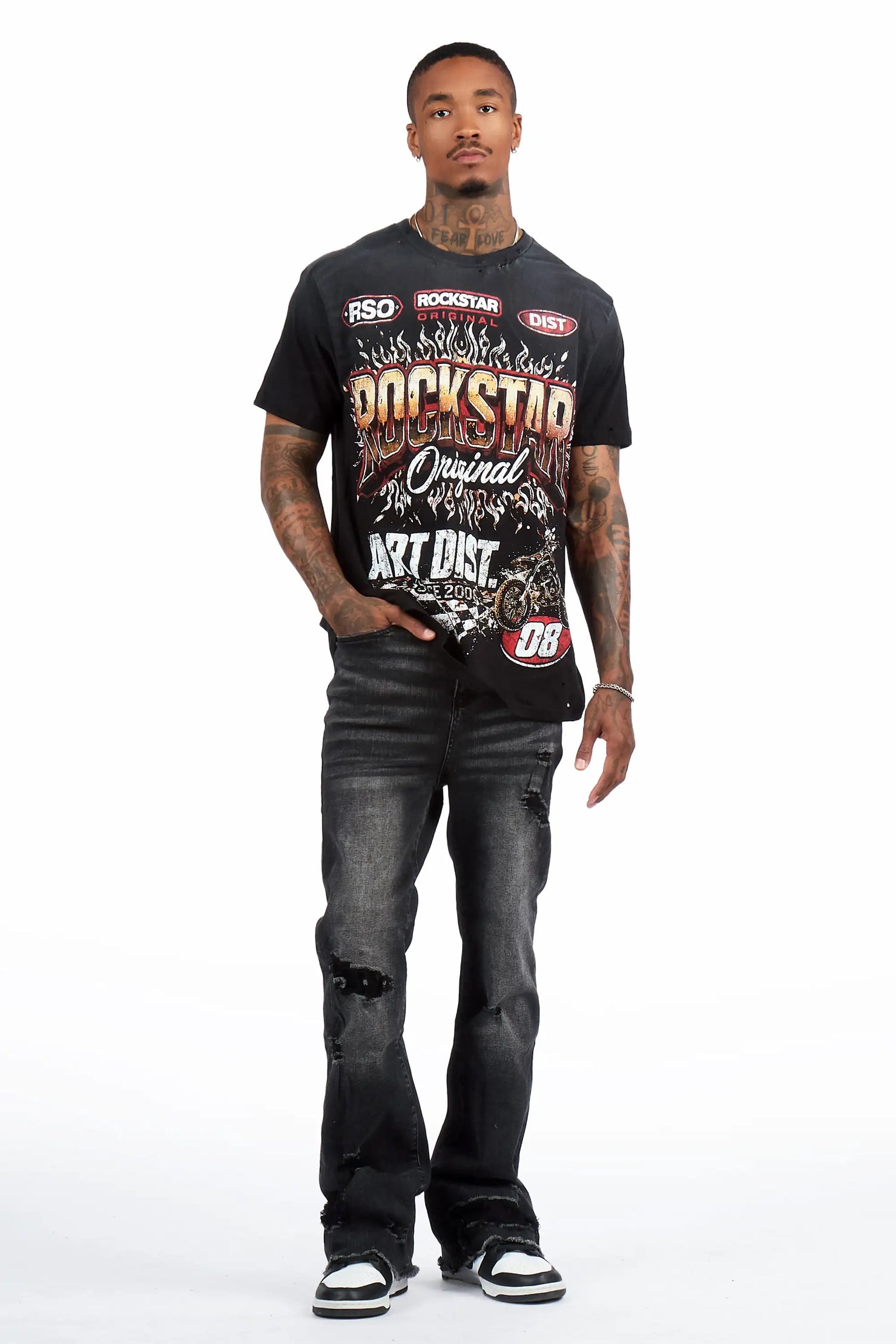 Brisbo Black Relaxed Stacked Flare Jean