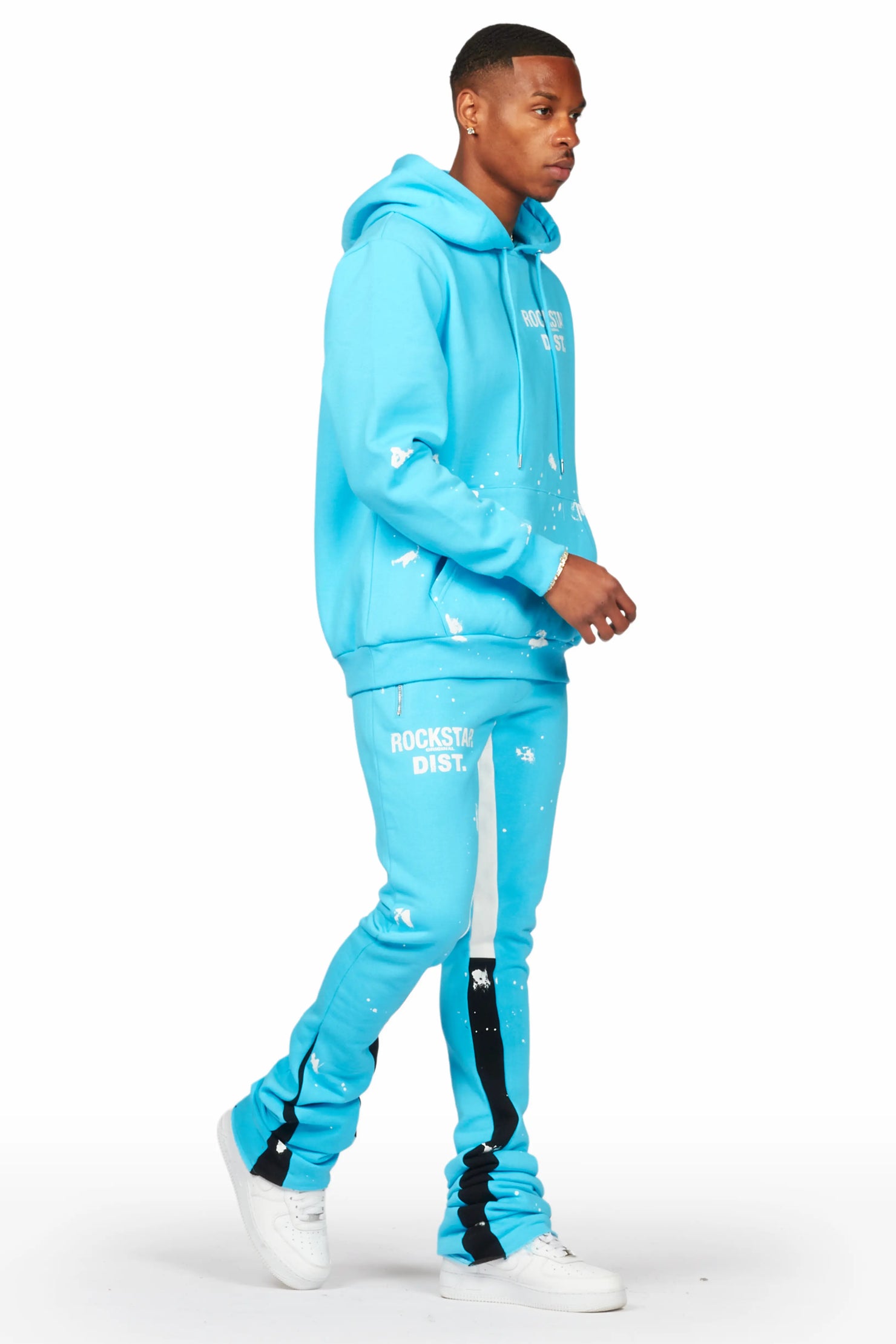 Raffer Blue Hoodie/Super Stacked Flare Pant Set