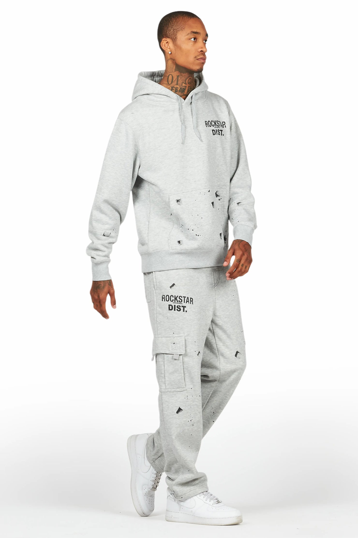 Raffer Heather Grey Hoodie/Cargo Sweat Pant Set