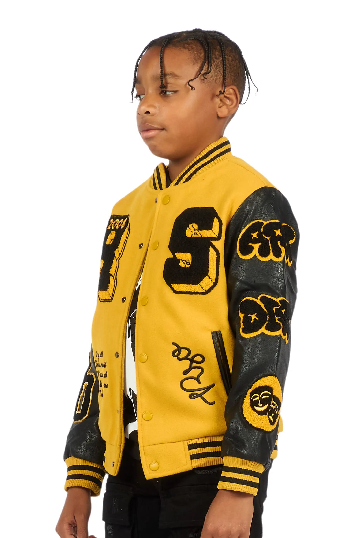 Boys Leslaw Yellow/Black Varsity Jacket