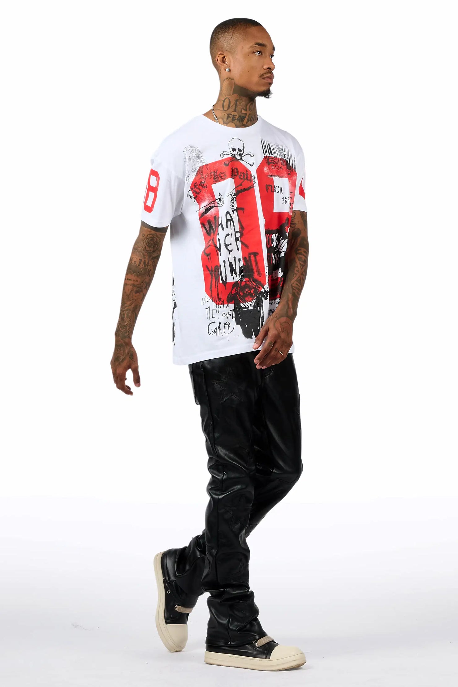 Steen Black/Black PU Stacked Flare Jean