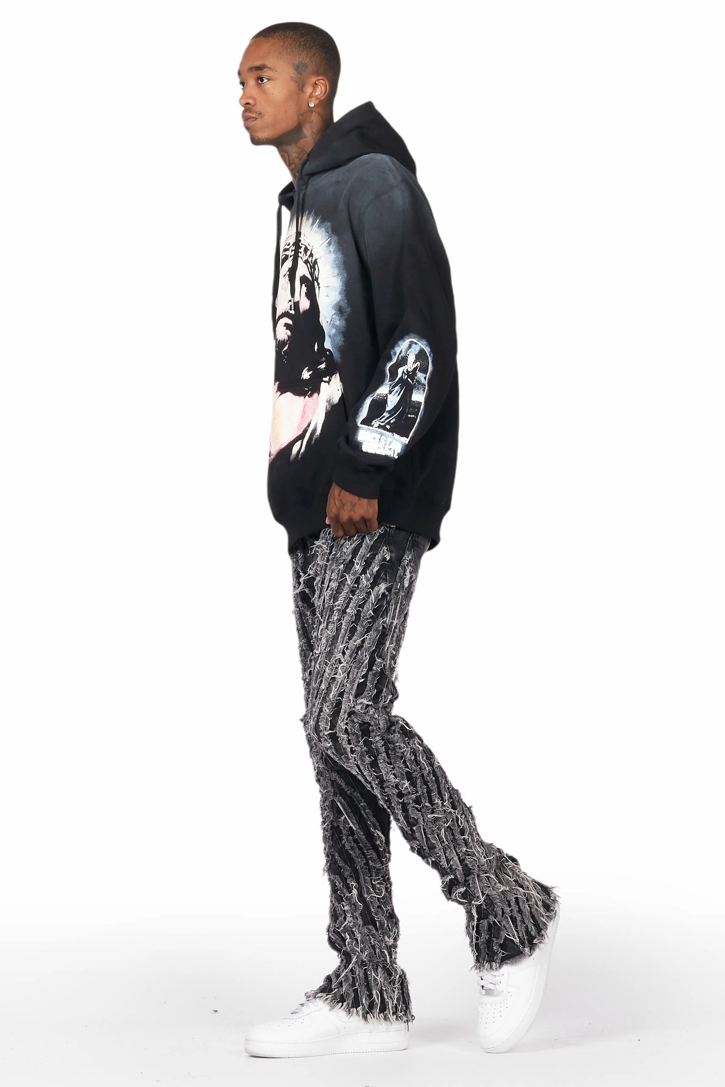 Figg Dark Grey Stacked Flare Jean