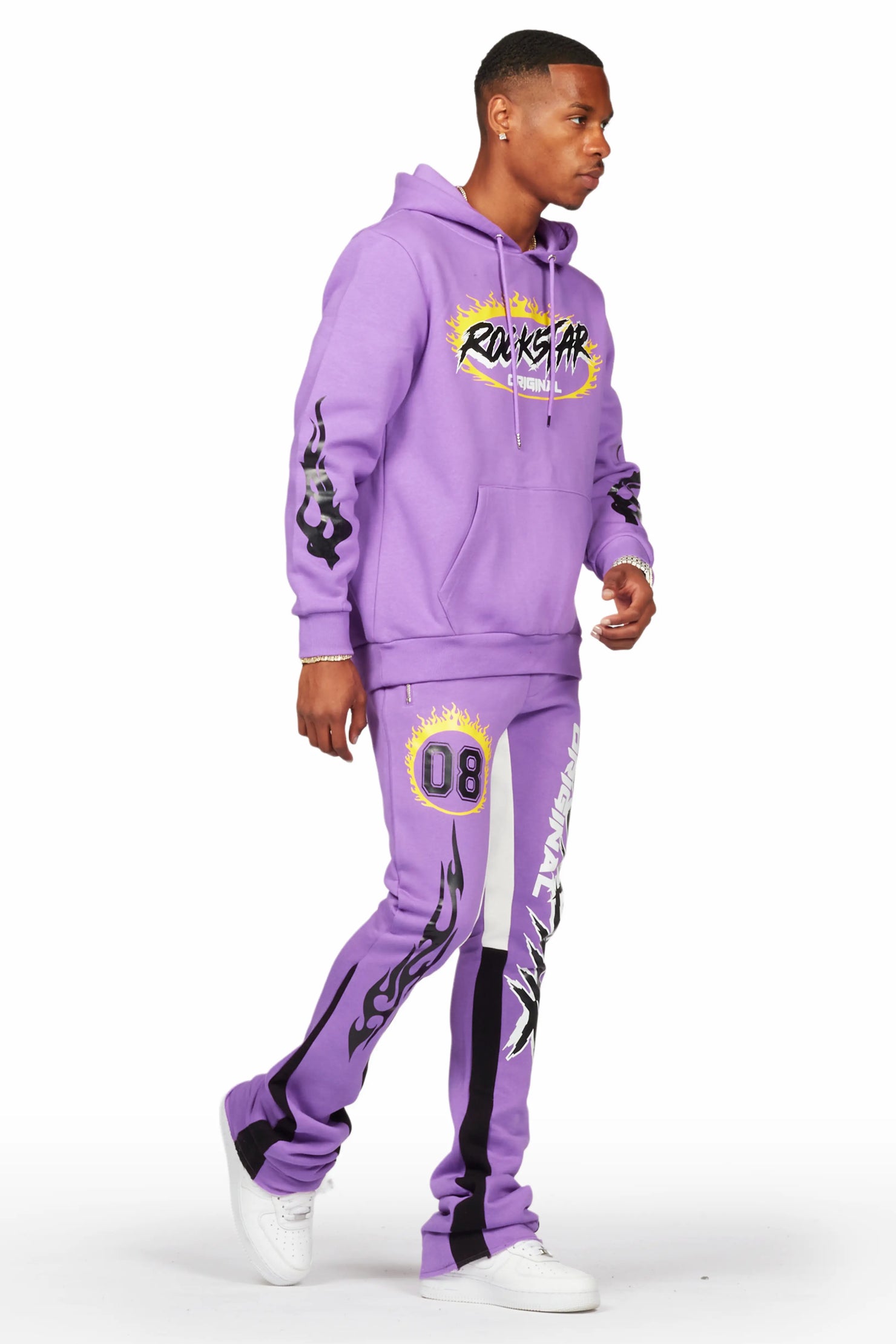 Draven Purple Hoodie/Stacked Flare Track Pant Set