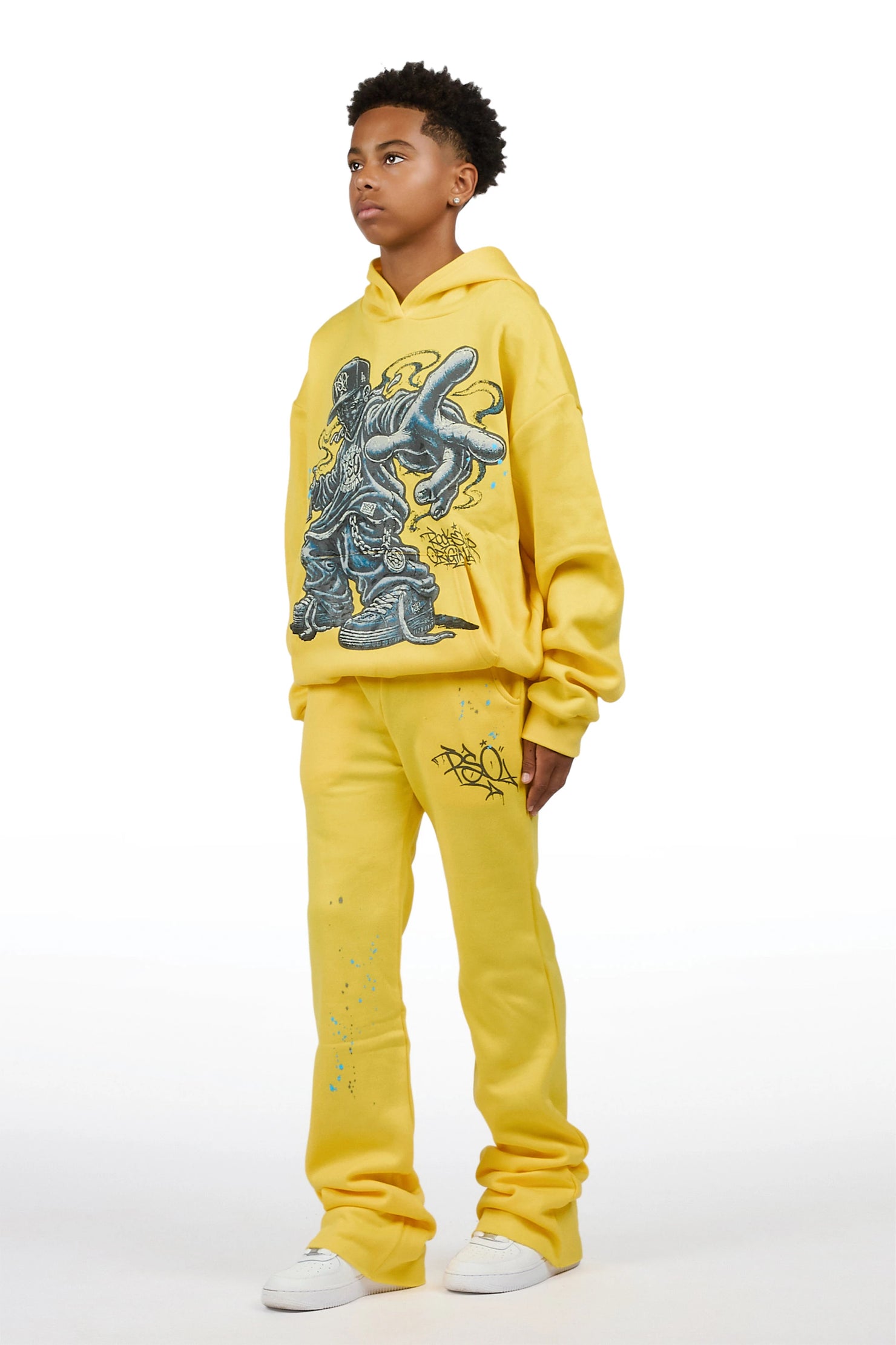 Boys Solace Yellow Graphic Hoodie Track Set