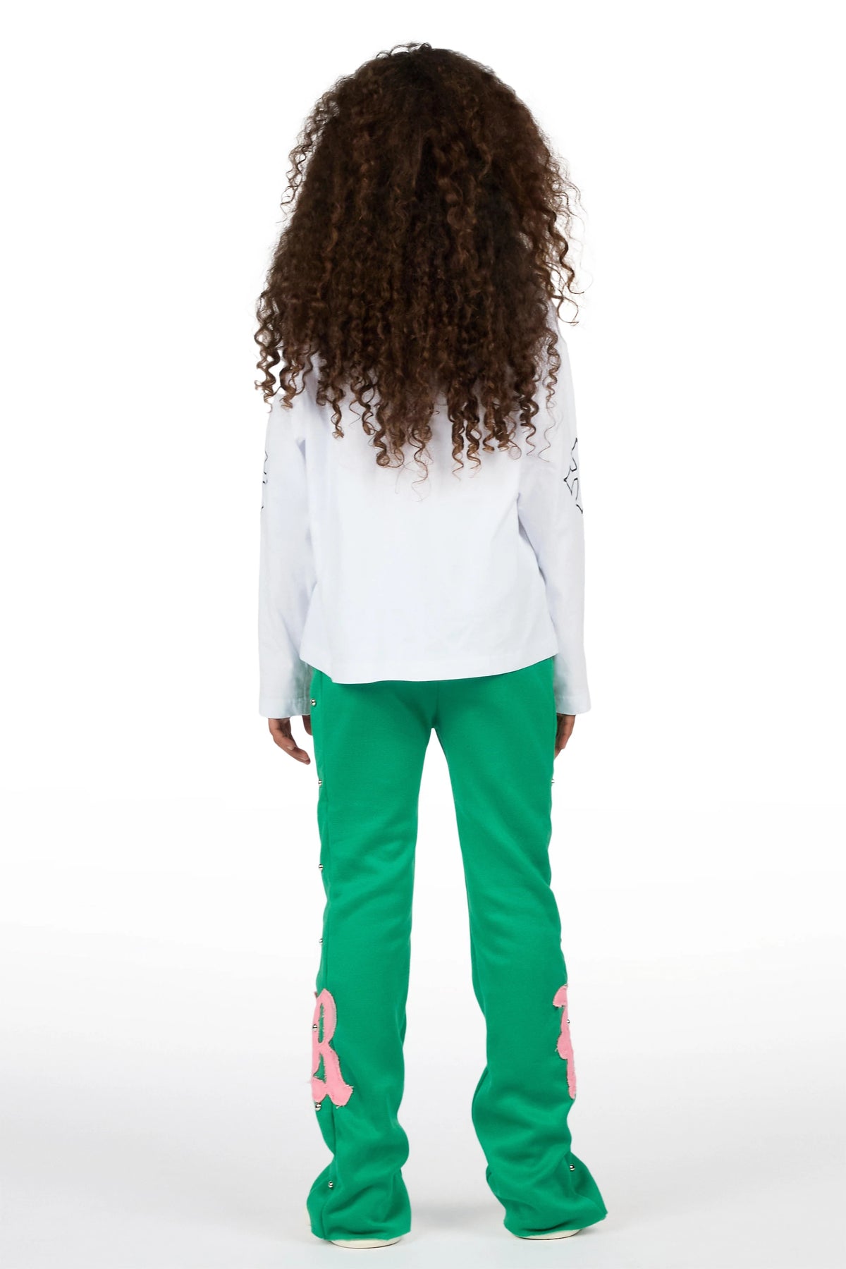 Girls Shironda Green/Pink Stacked Flare Pant