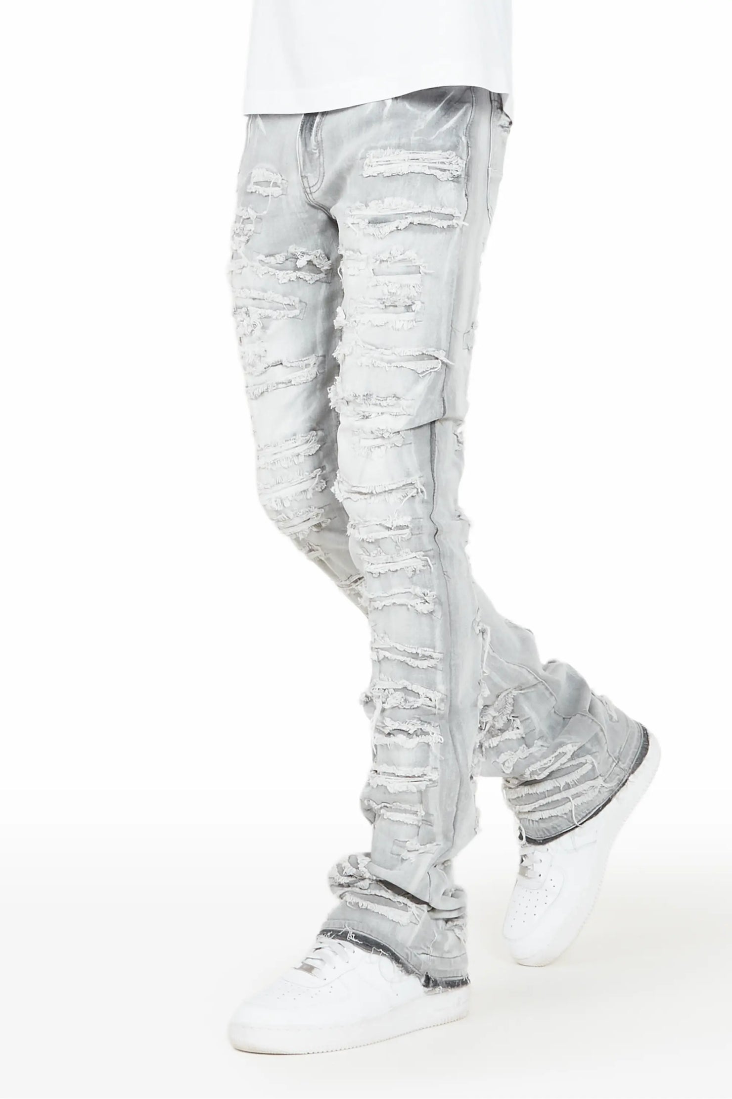 Malyk Grey Stacked Flare Jean