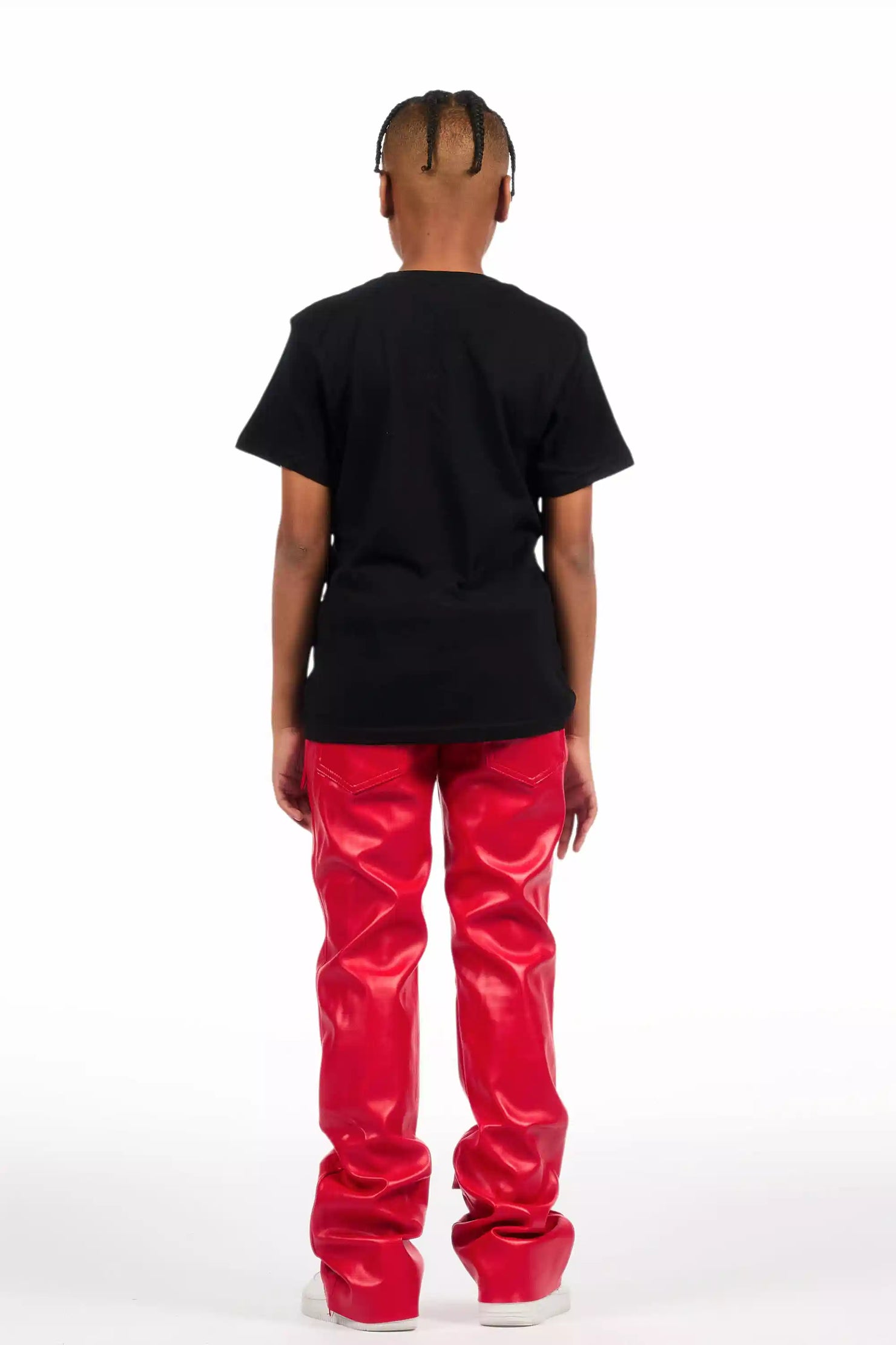 Boys Petrus Red PU Leather Jean
