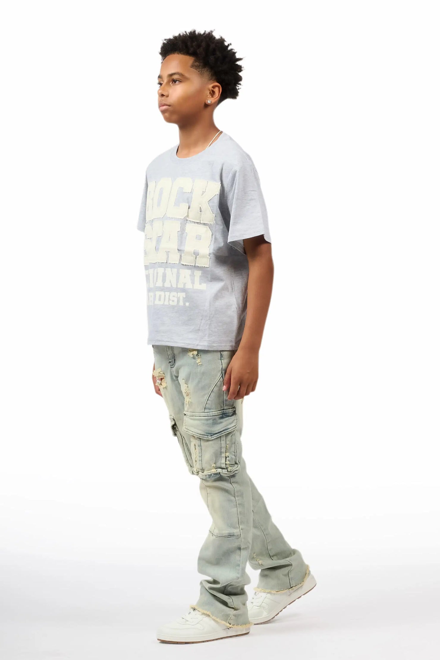 Boys Adalee Blue Stacked Flare Jean